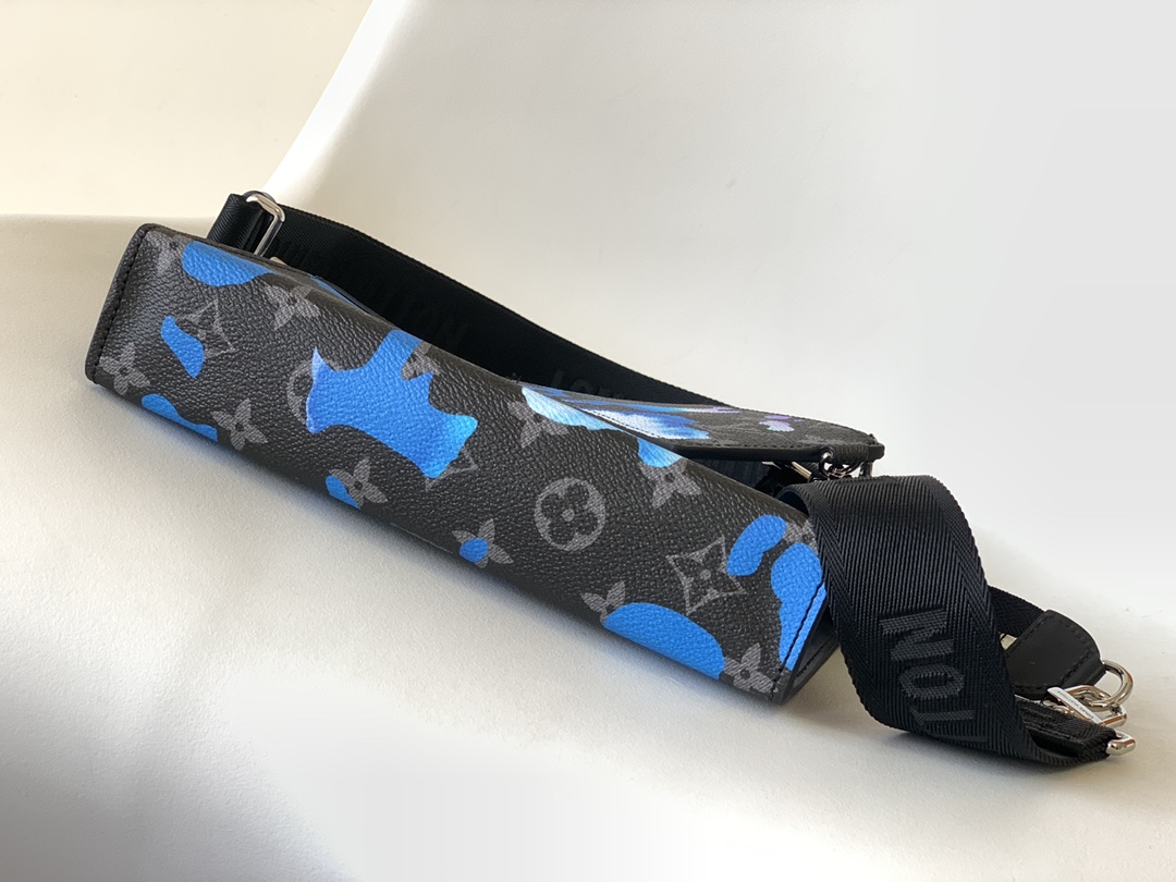 [TOP] Louis Vuitton LV Gaston Wearable Silk Screen Messenger Wallet - Blue