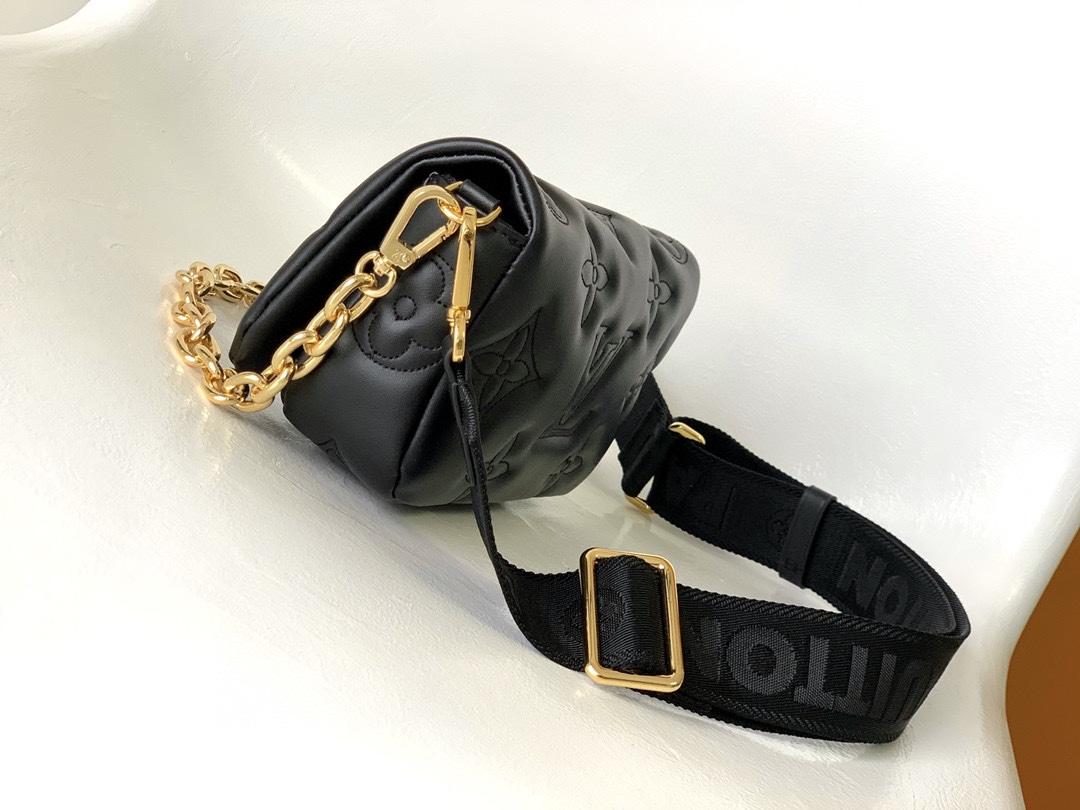 [TOP] Louis Vuitton LV  Soft Padded Calfskin Embroidered Classic Monogram  Wallet - Black