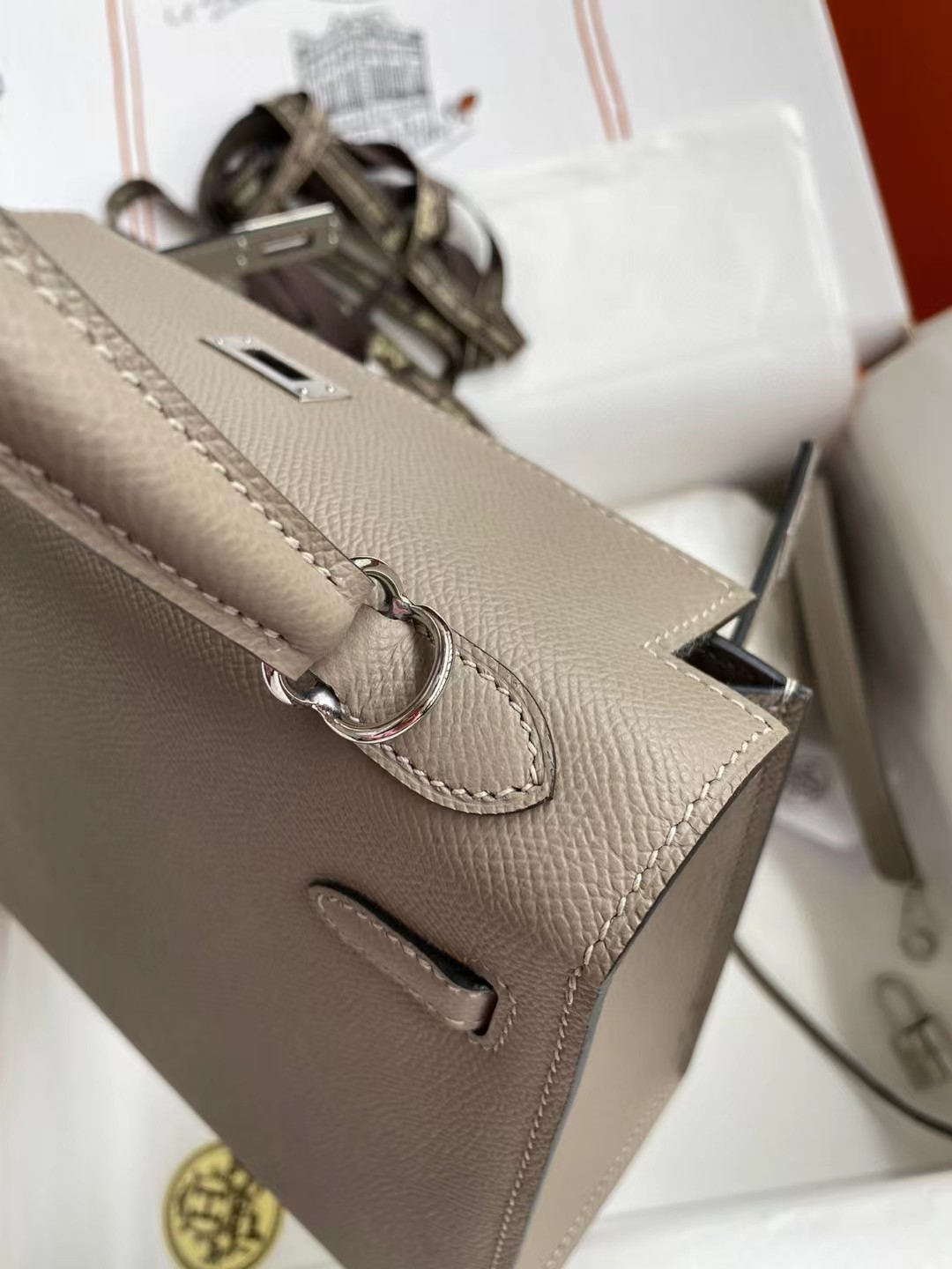 [TOP] HERMES Epsom Kelly 25CM - Dark Grey & SHW