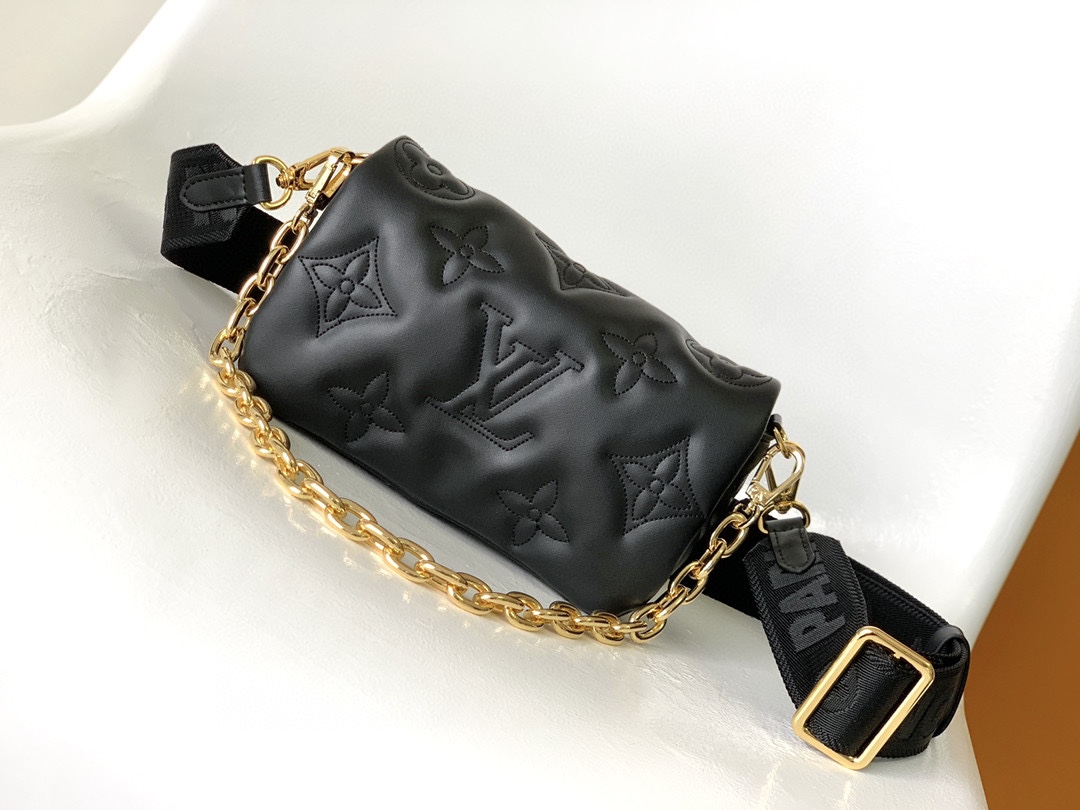 [TOP] Louis Vuitton LV  Soft Padded Calfskin Embroidered Classic Monogram  Wallet - Black