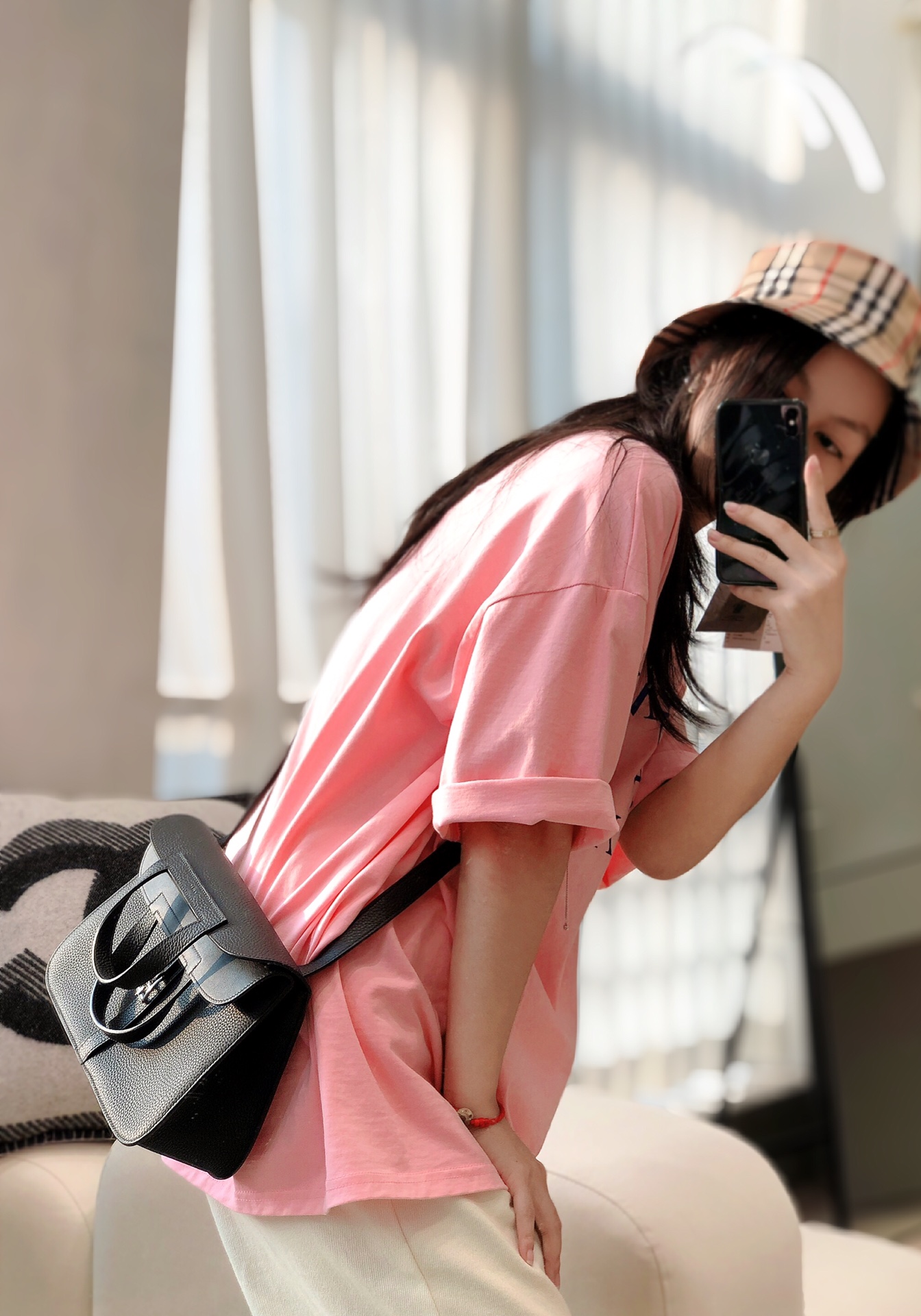 [TOP] HERMES Halzan 25 CM Elephant Bag - Black - SHW