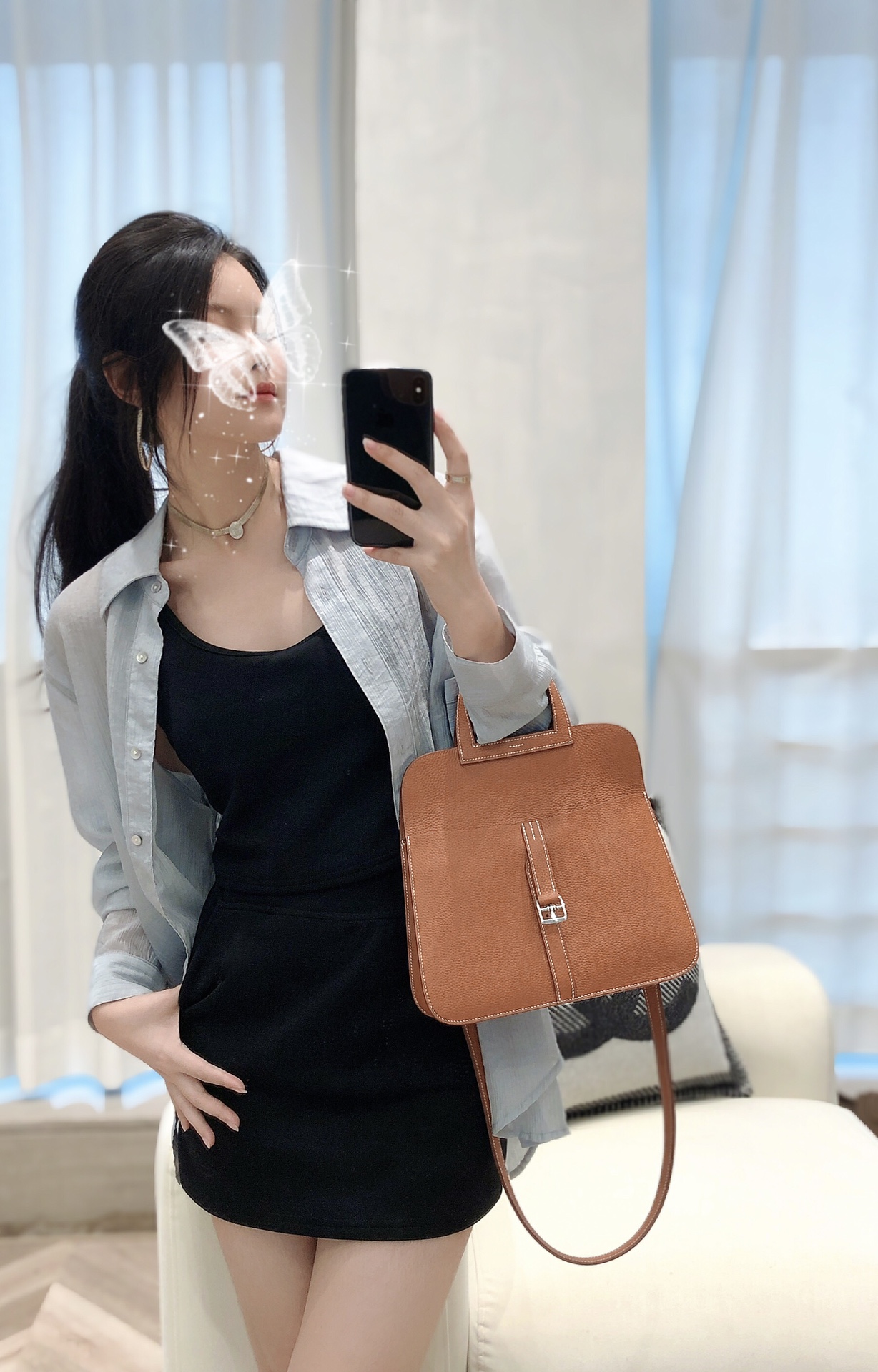 [TOP] [TOP] HERMES Halzan 25 CM Elephant Bag - Gold Brown - SHW