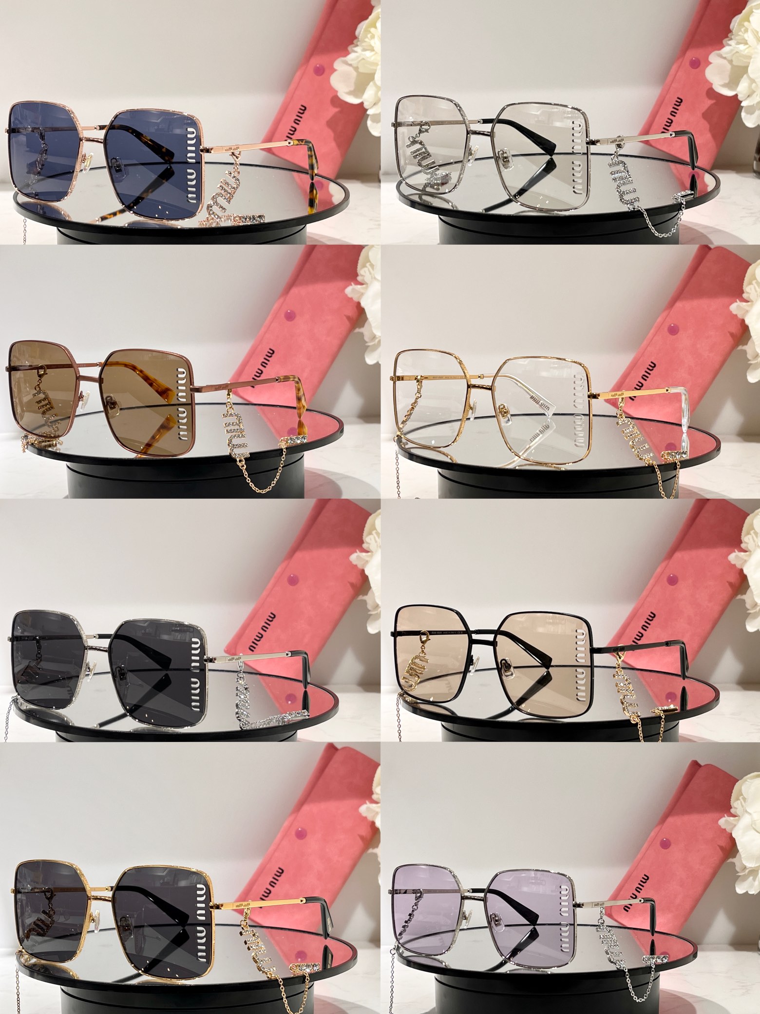 [TOP] Miu Miu Sunglasses with Chain - 8 Colors