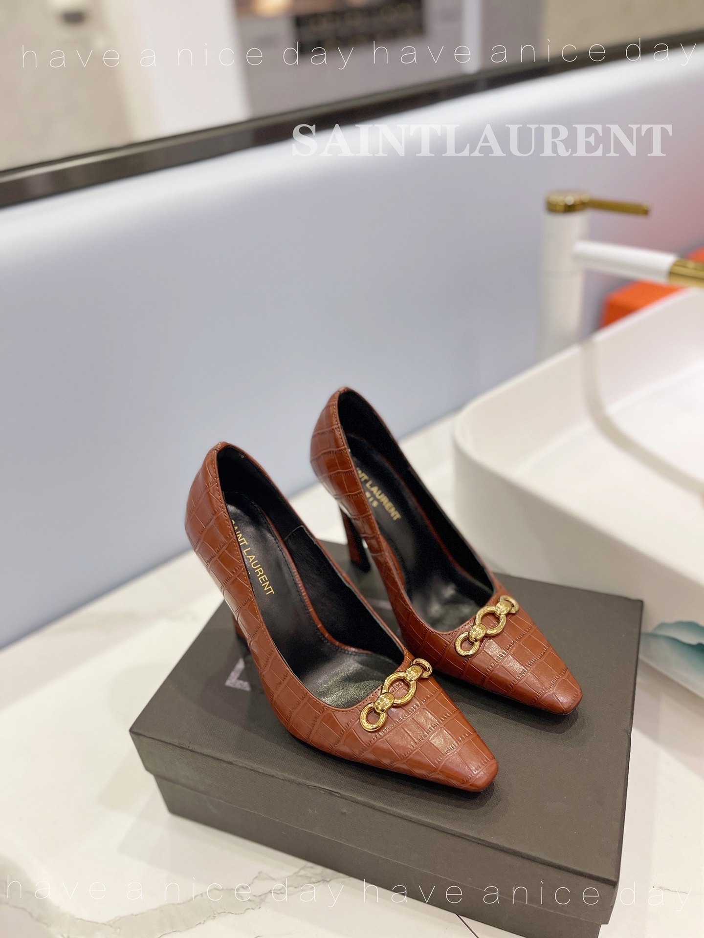 [TOP] Yves Saint Laurent YSL Leather High Heel Pumps- 5 Colours