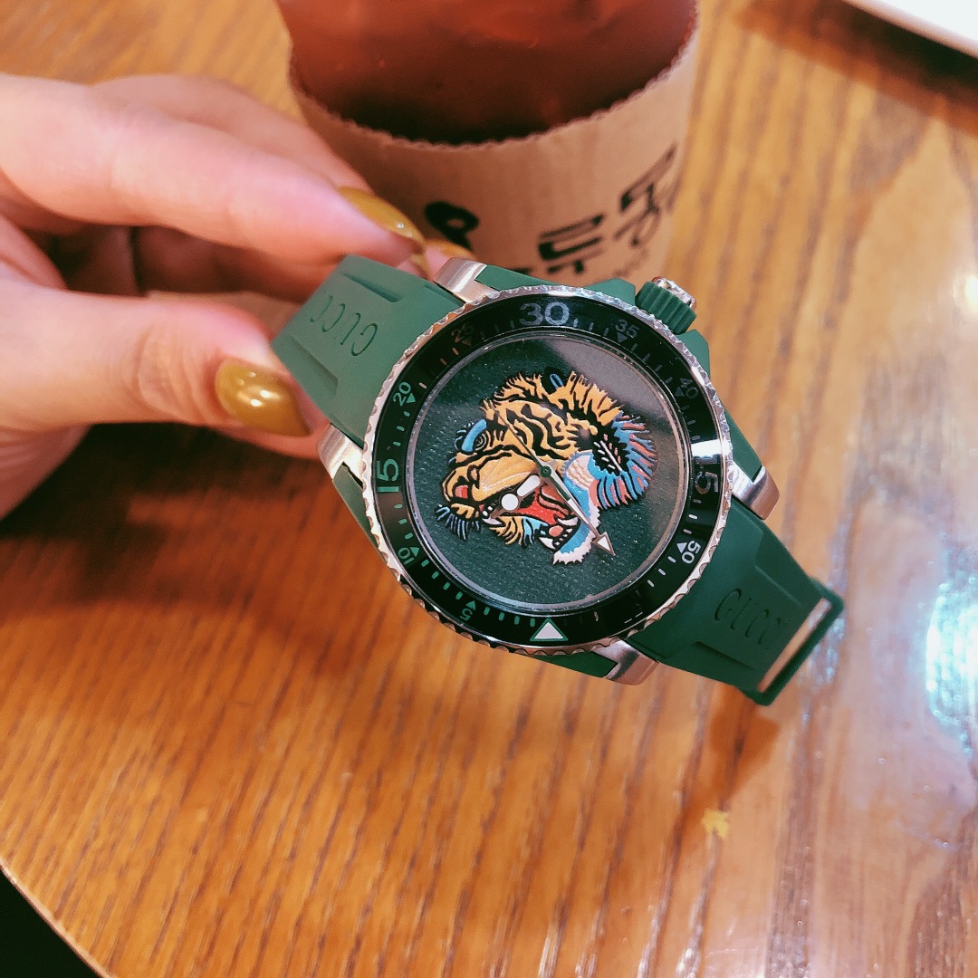 [TOP] GUCCI DIVE Round Dial Series Watches - Green