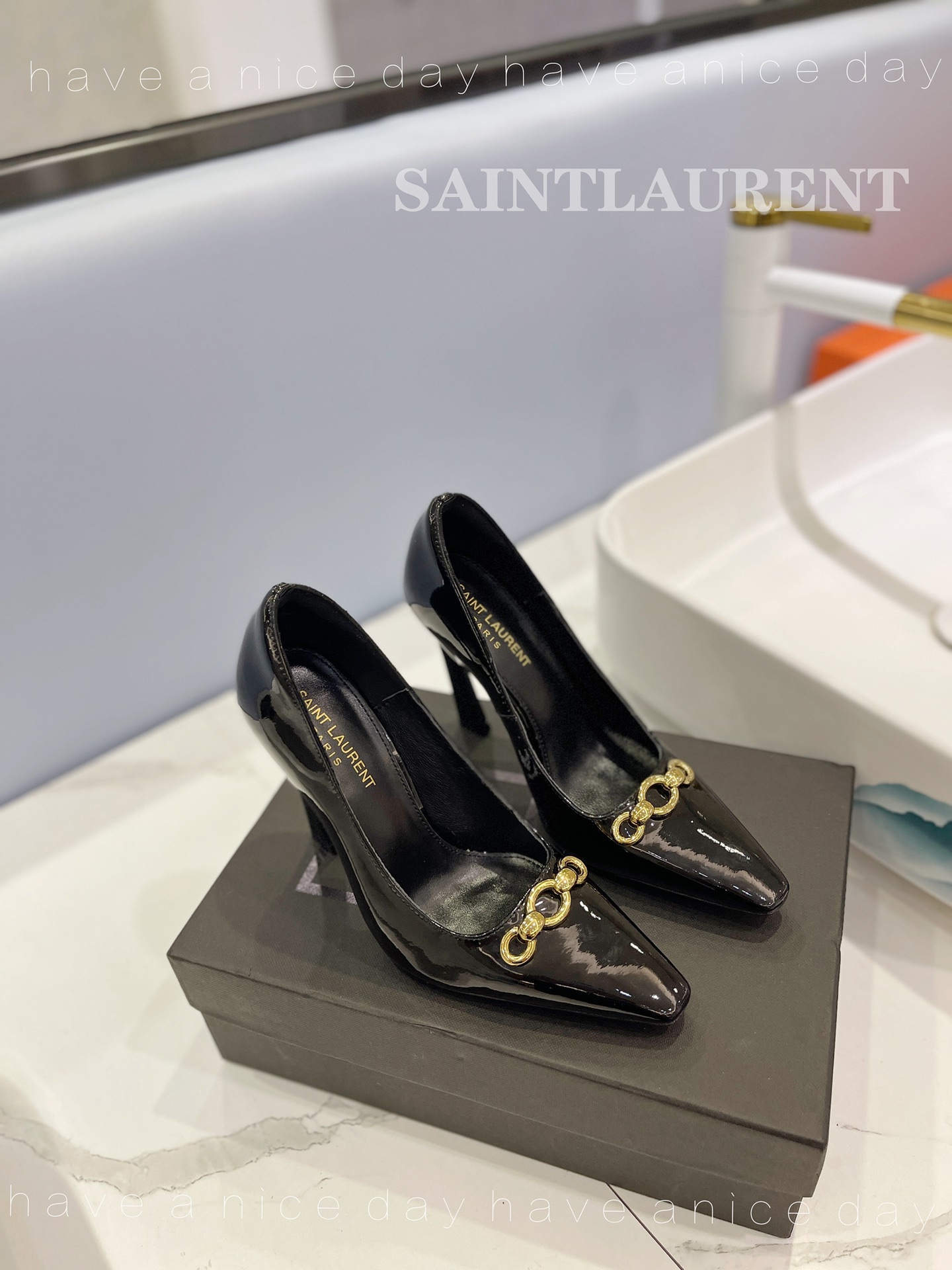 [TOP] Yves Saint Laurent YSL Leather High Heel Pumps- 5 Colours