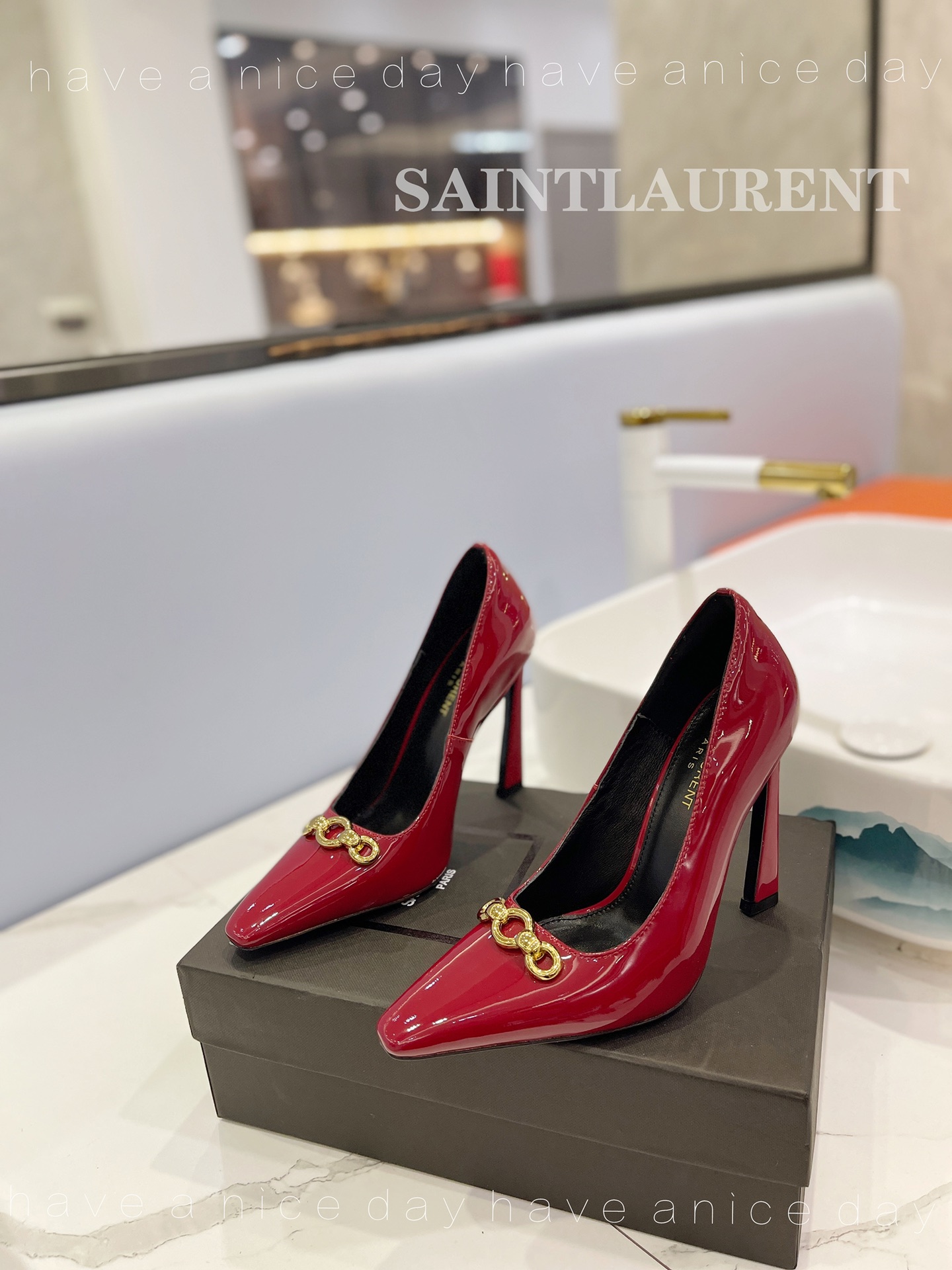 [TOP] Yves Saint Laurent YSL Leather High Heel Pumps- 5 Colours