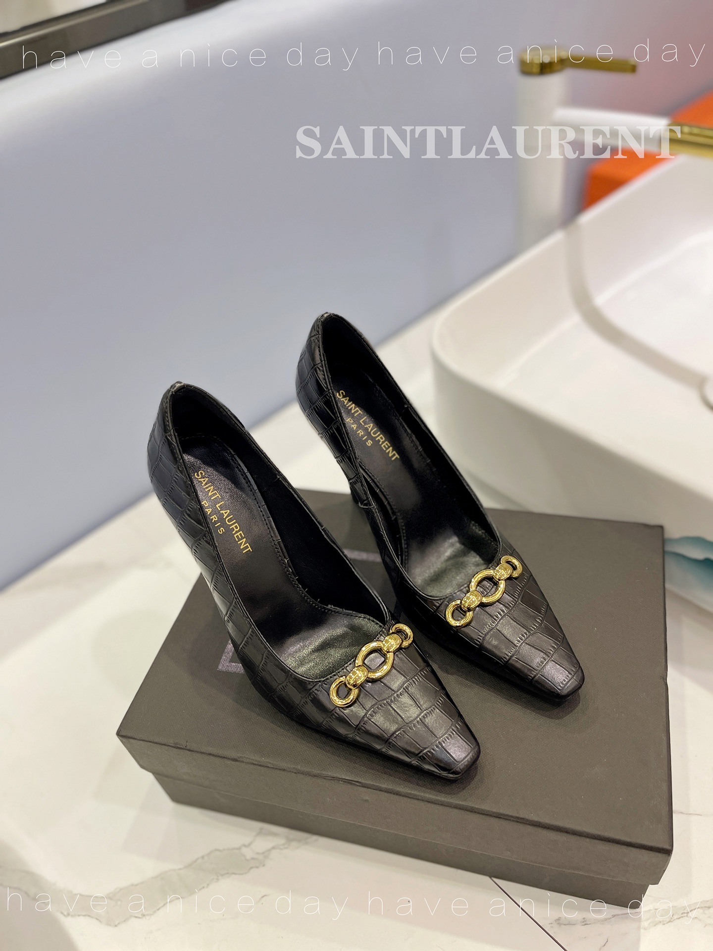 [TOP] Yves Saint Laurent YSL Leather High Heel Pumps- 5 Colours