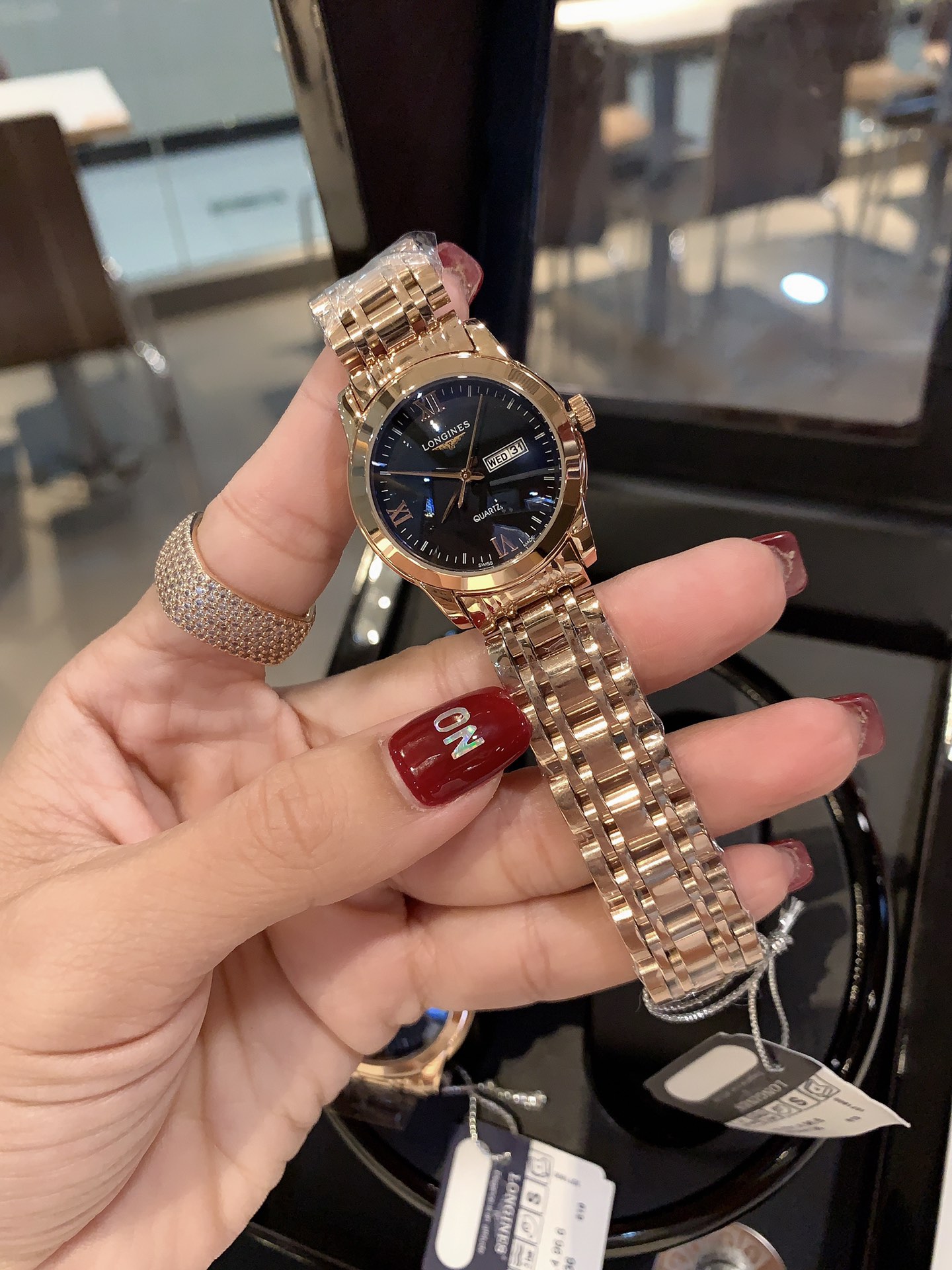 [TOP] LONGINES Quartz movement 316L Stainless Steel Watch - Black