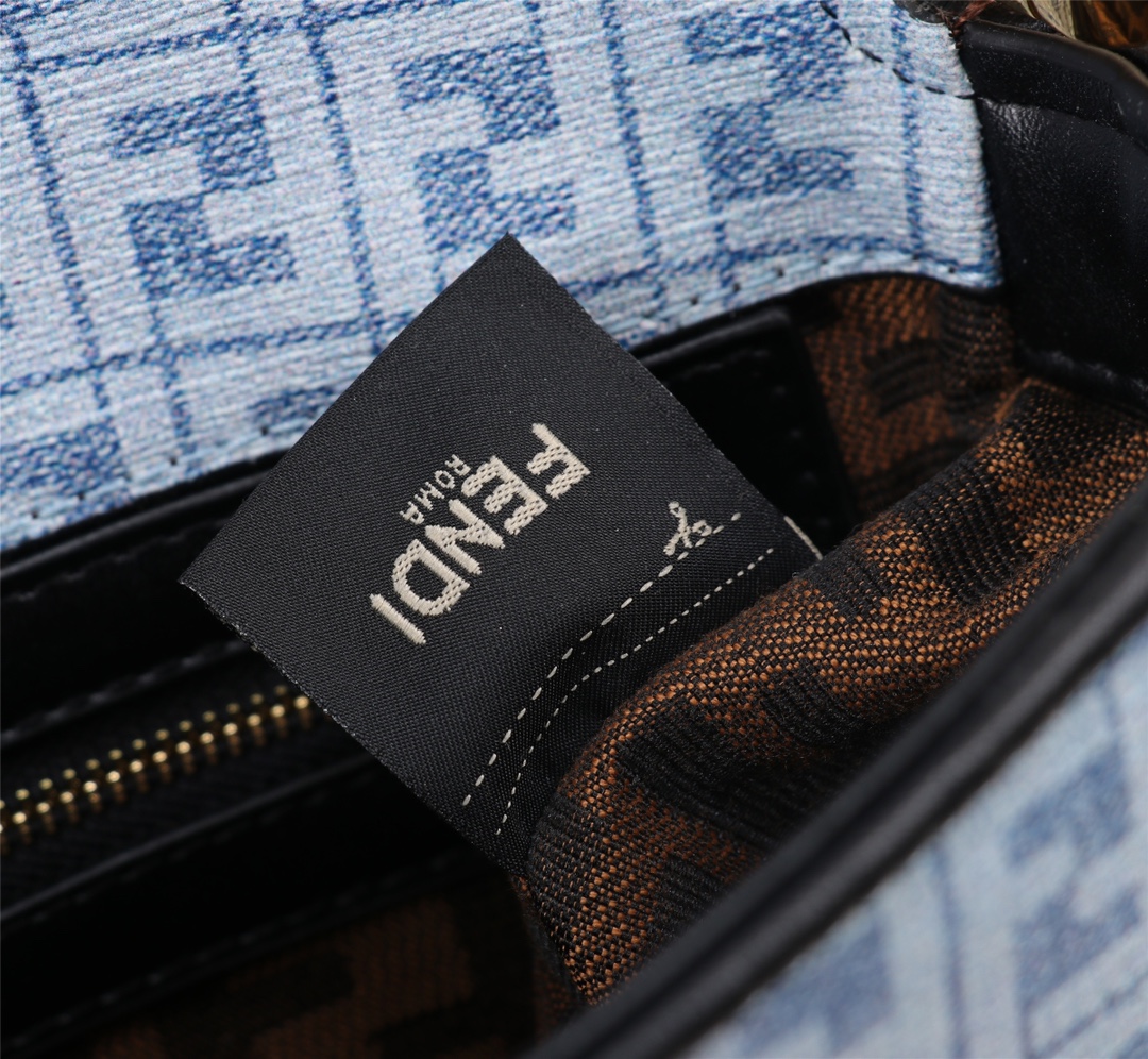 [TOP] FENDI Versace Baguette Canvas Bag - Blue