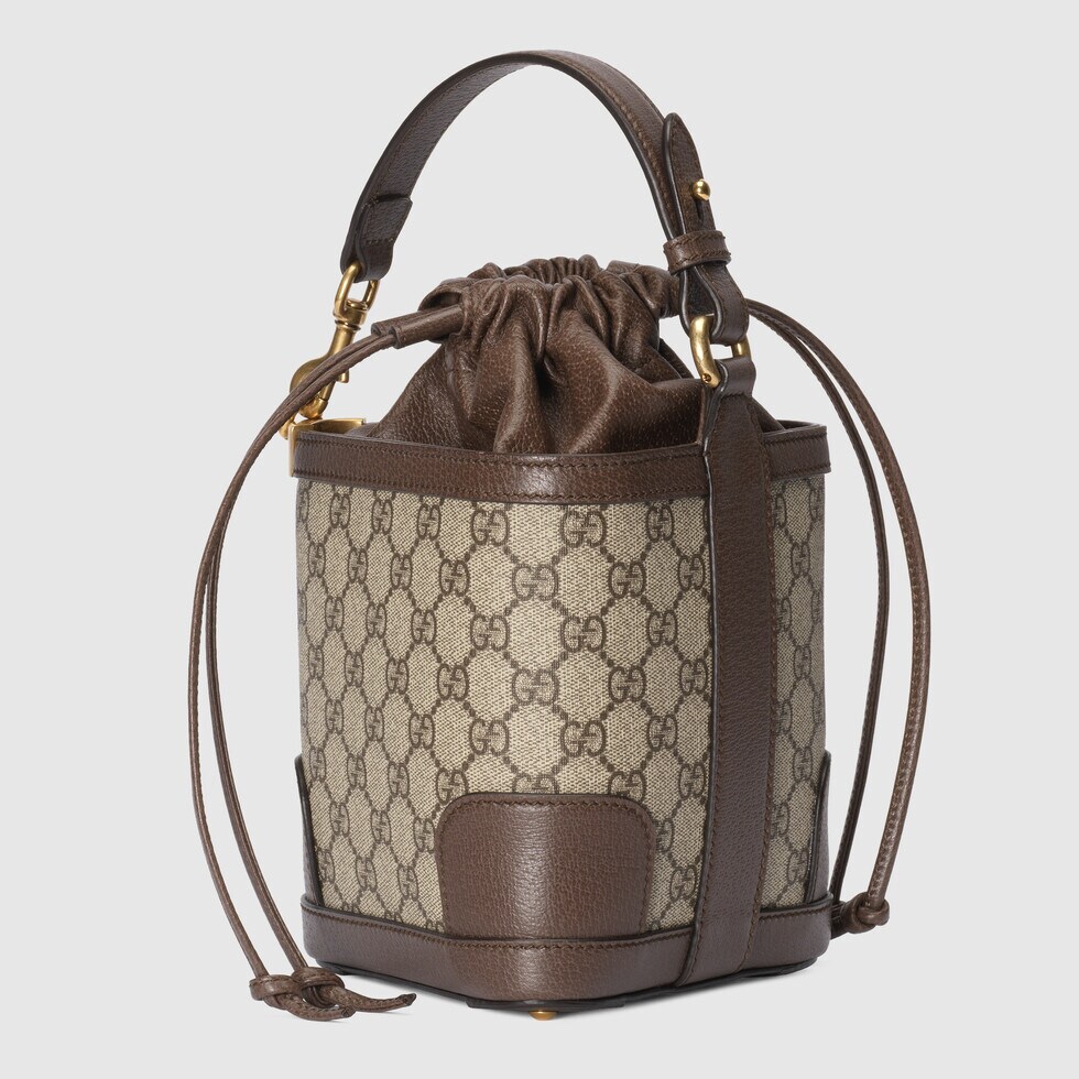 [TOP] GUCCI G*G Supreme Canvas Ophidia Mini Bucket Bags 18x16x5 cm - Beige & Ebony