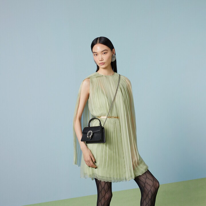 [TOP] GUCCI G*G Dionysus Super Mini Leather Bag 18x12x6 cm - Black