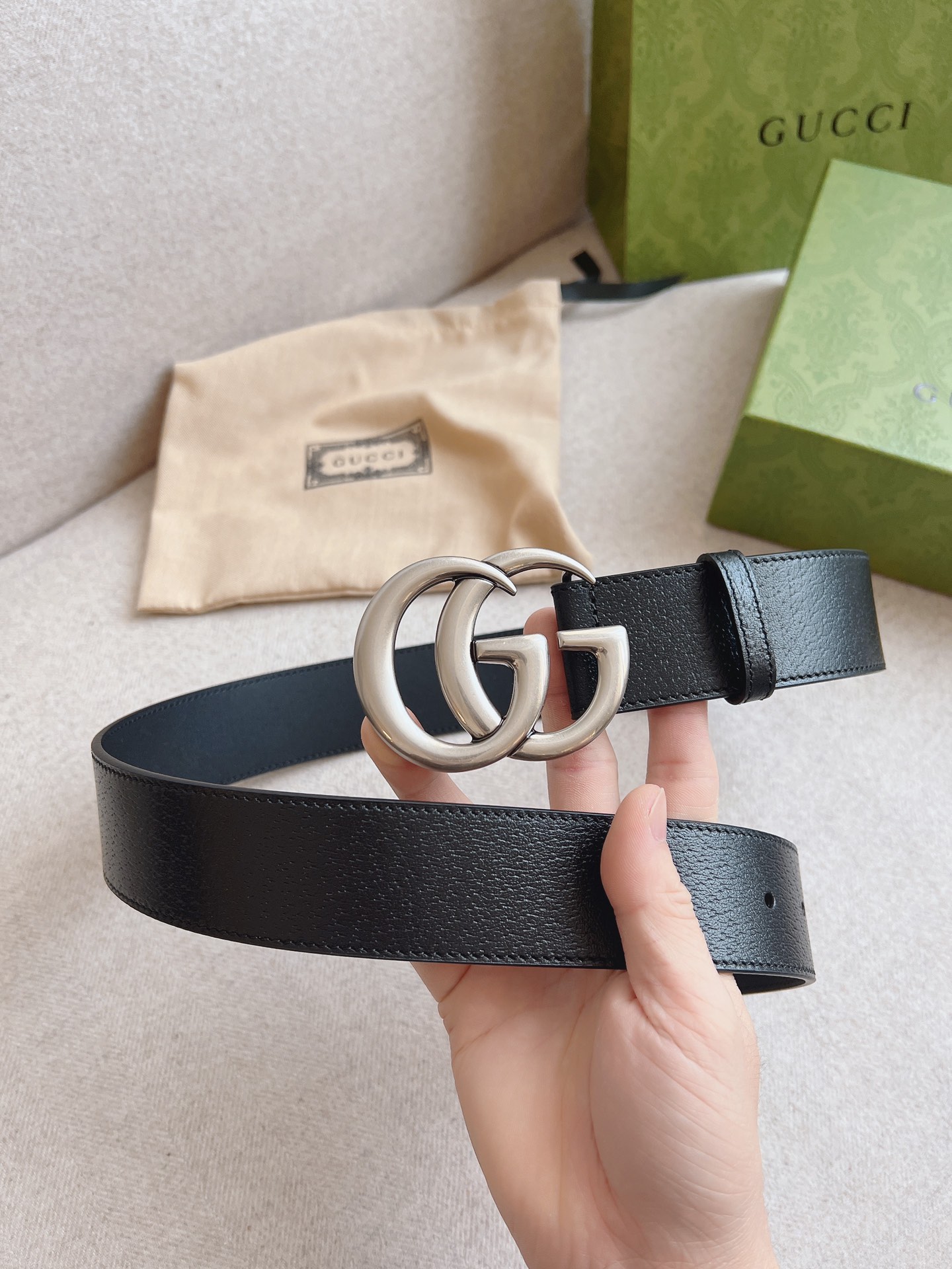 [TOP] GUCCI Mutual buckle dual G belt buckle belt 4.0cm