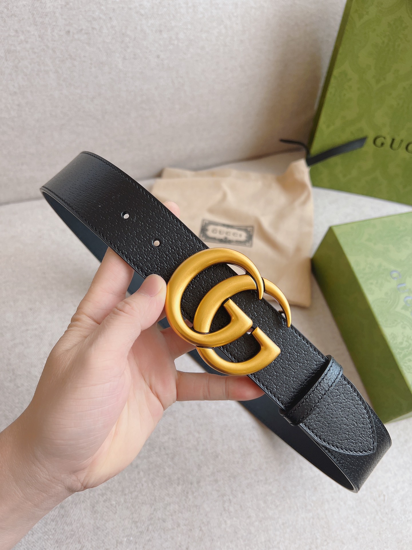 [TOP] GUCCI Mutual buckle dual G belt buckle belt 4.0cm