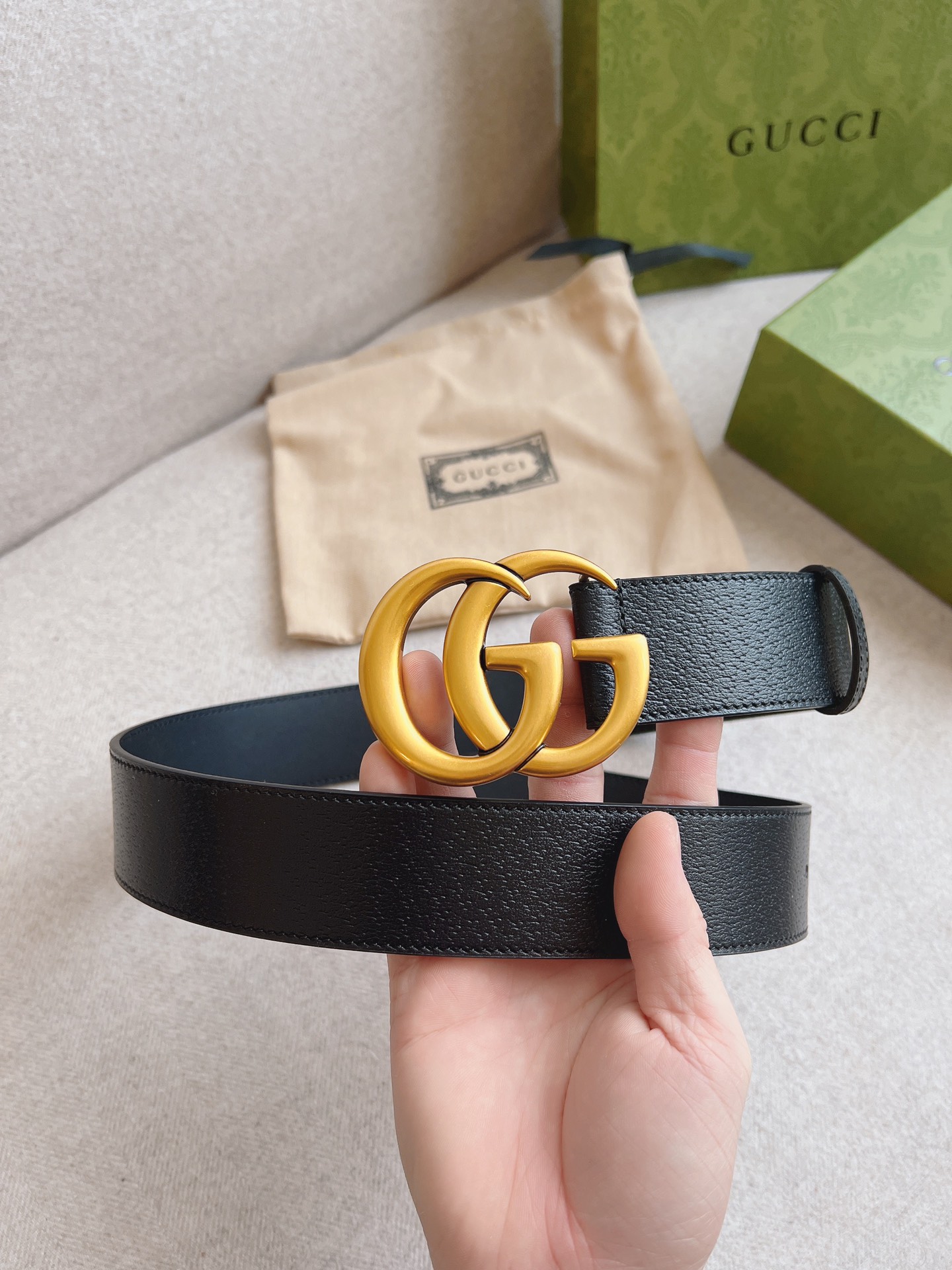 [TOP] GUCCI Mutual buckle dual G belt buckle belt 4.0cm