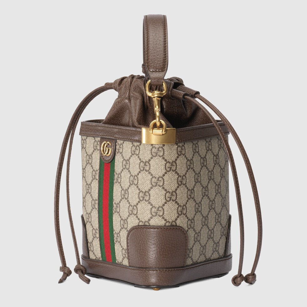 [TOP] GUCCI G*G Supreme Canvas Ophidia Mini Bucket Bags 18x16x5 cm - Beige & Ebony