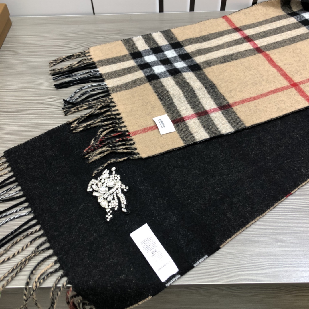[TOP] BURBERRY Cashmere Scarf 30 x 180 cm - Black