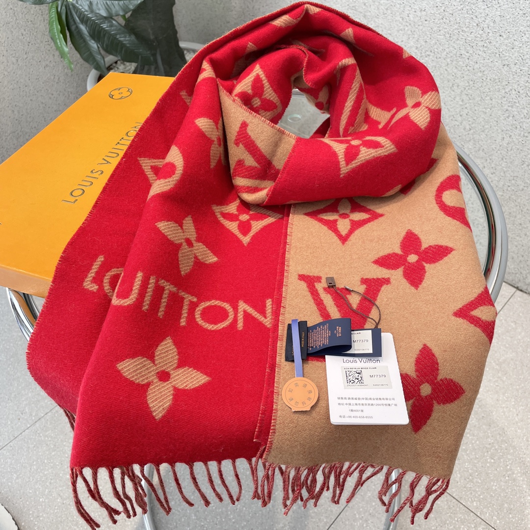 [TOP] Louis Vuitton LV Monogram Cashmere Scarf 186 x 34 cm - 6 Colors