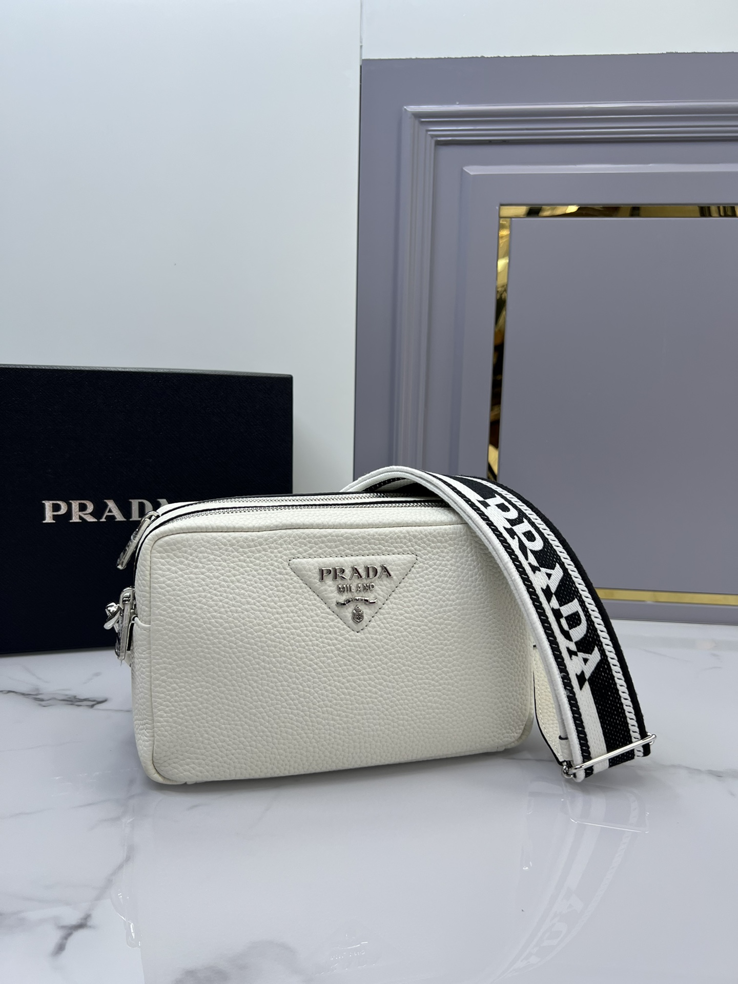 [Top] PRADA Double Shoulder Strap Buckskin Cowhide Bags 22x14x8cm -  8 Colors