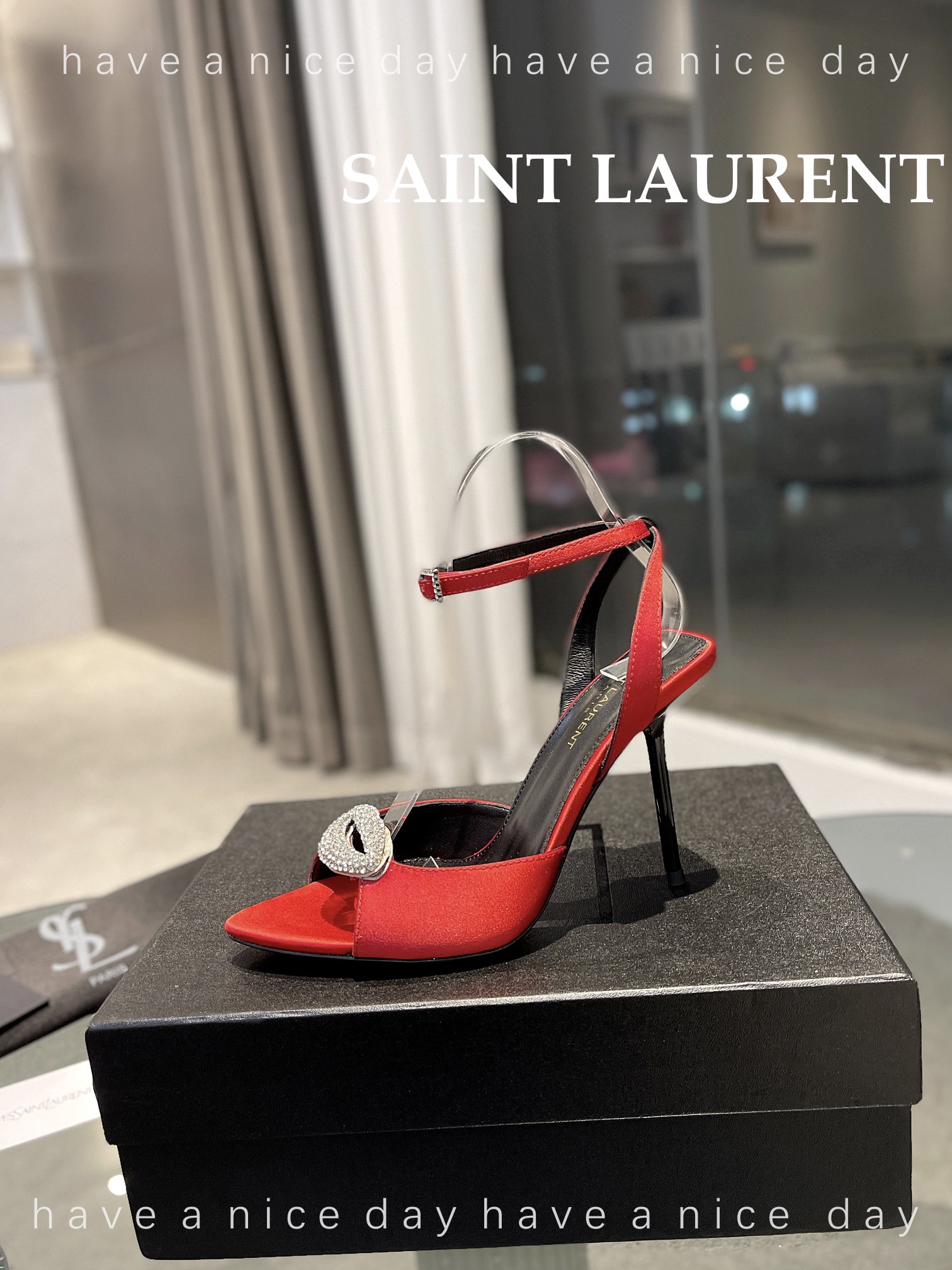 [TOP] Yves Saint Laurent YSL Pointed Satin Open Heeled High Heels - 4 Colors