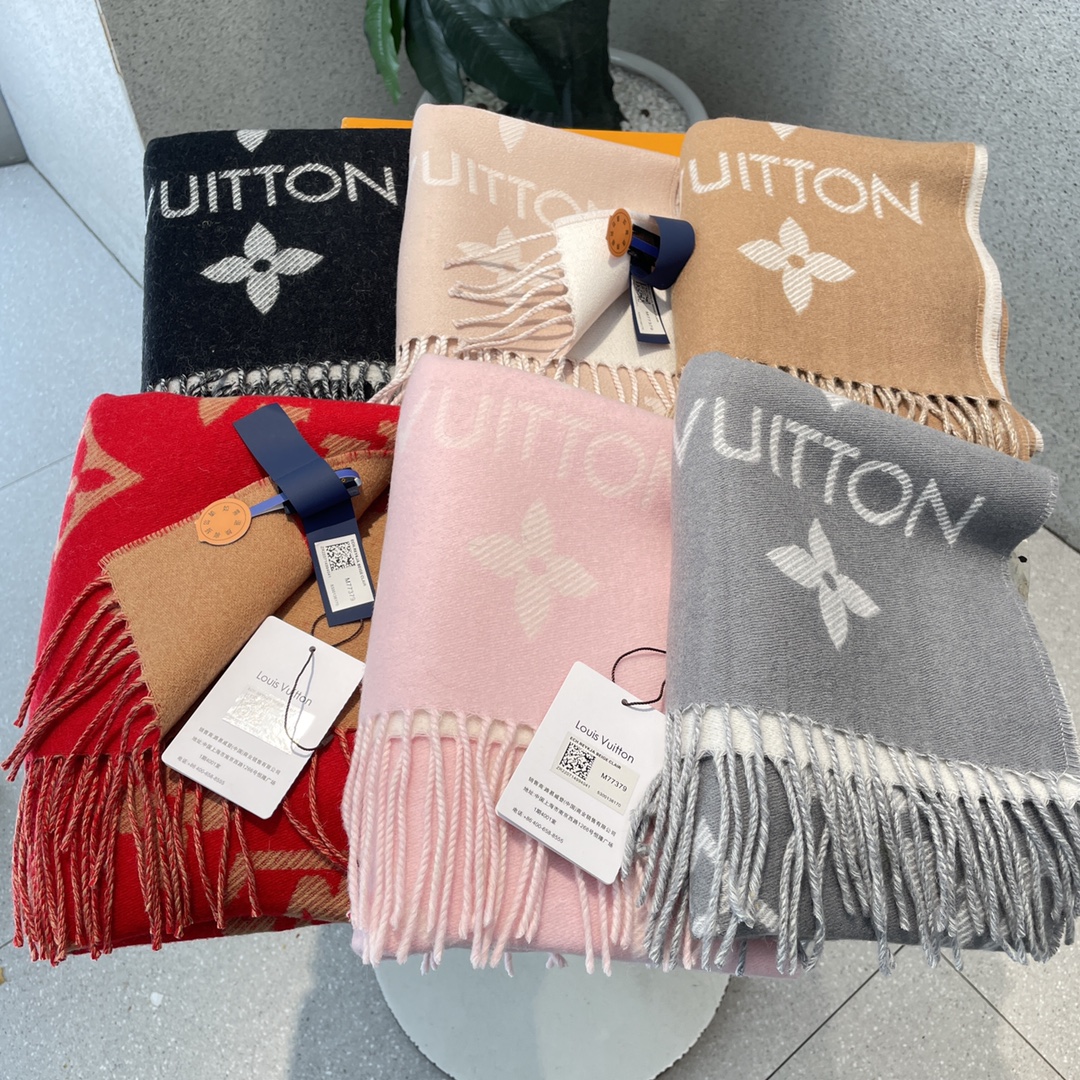 [TOP] Louis Vuitton LV Monogram Cashmere Scarf 186 x 34 cm - 6 Colors