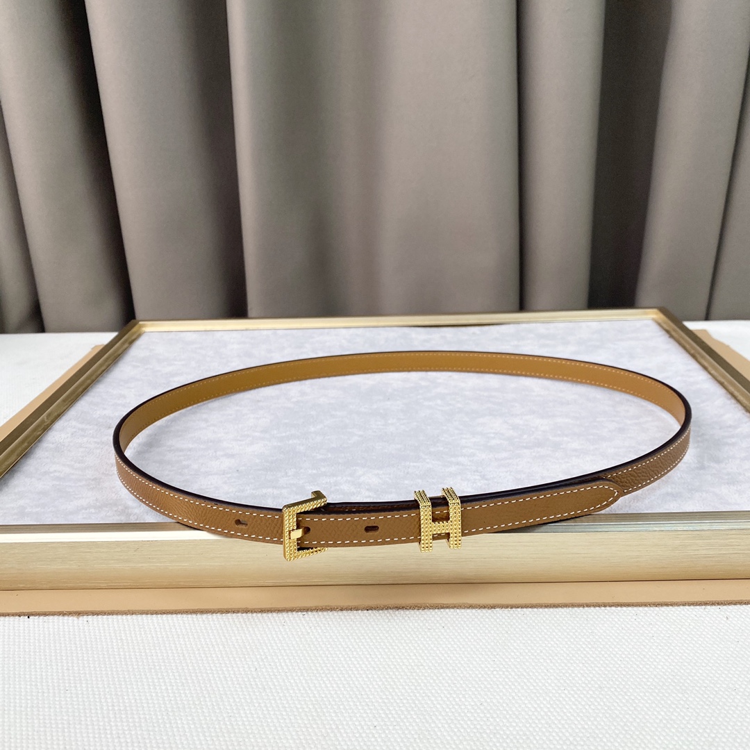 [TOP] HERMES Calf Leather Belt 1.5cm - 2 Colour