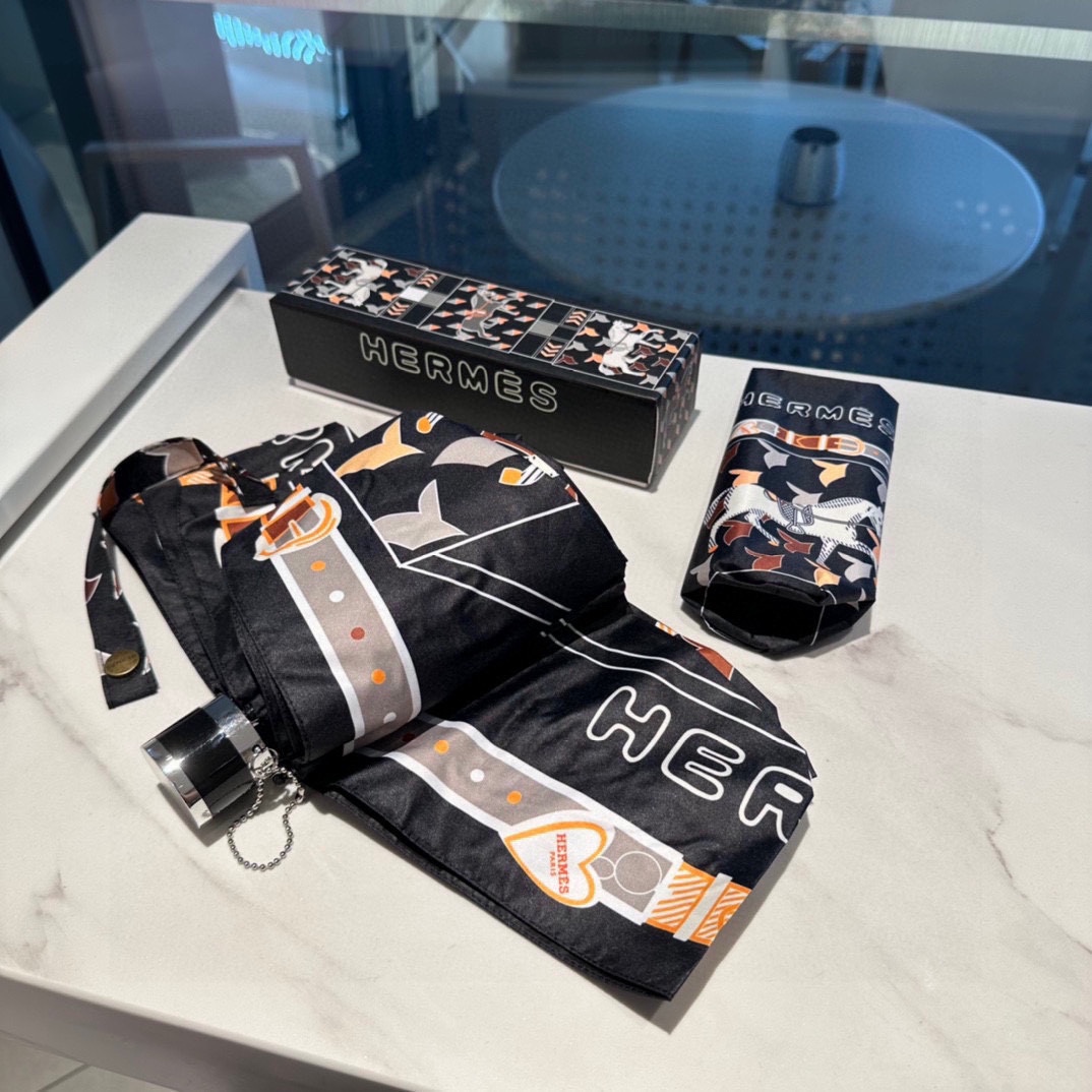 [TOP] HERMES Five-Fold Horses Umbrella - 2 Colors