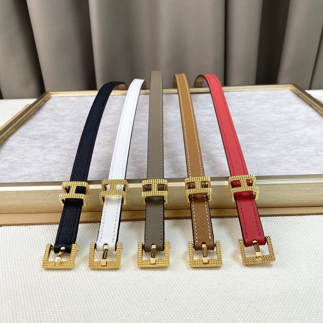 [TOP] HERMES Calf Leather Belt 1.5cm - 2 Colour