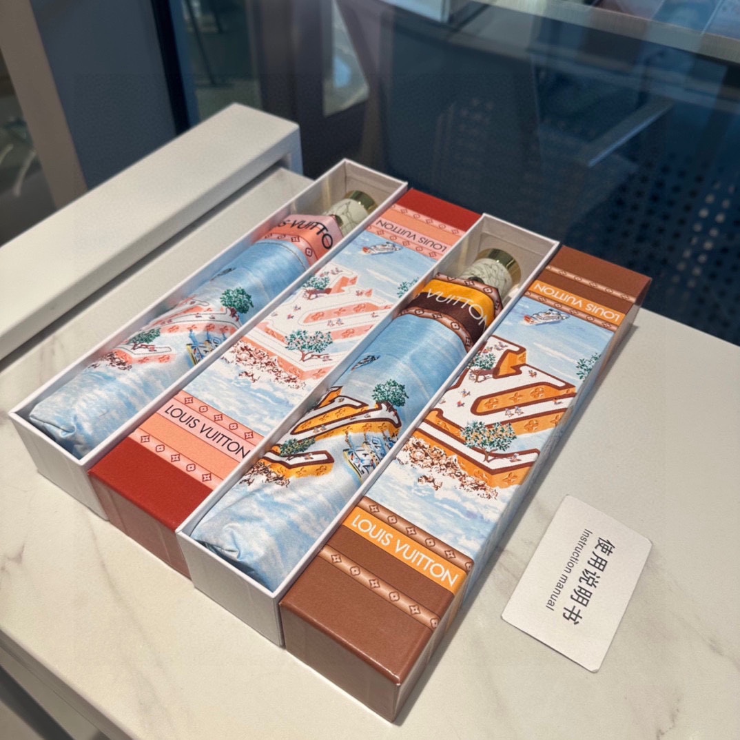 [TOP] Louis Vuitton LV Three-Fold LOGO Umbrella - 2 Colors