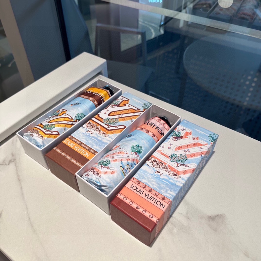 [TOP] Louis Vuitton LV Five-Fold LOGO Umbrella - 2 Colors