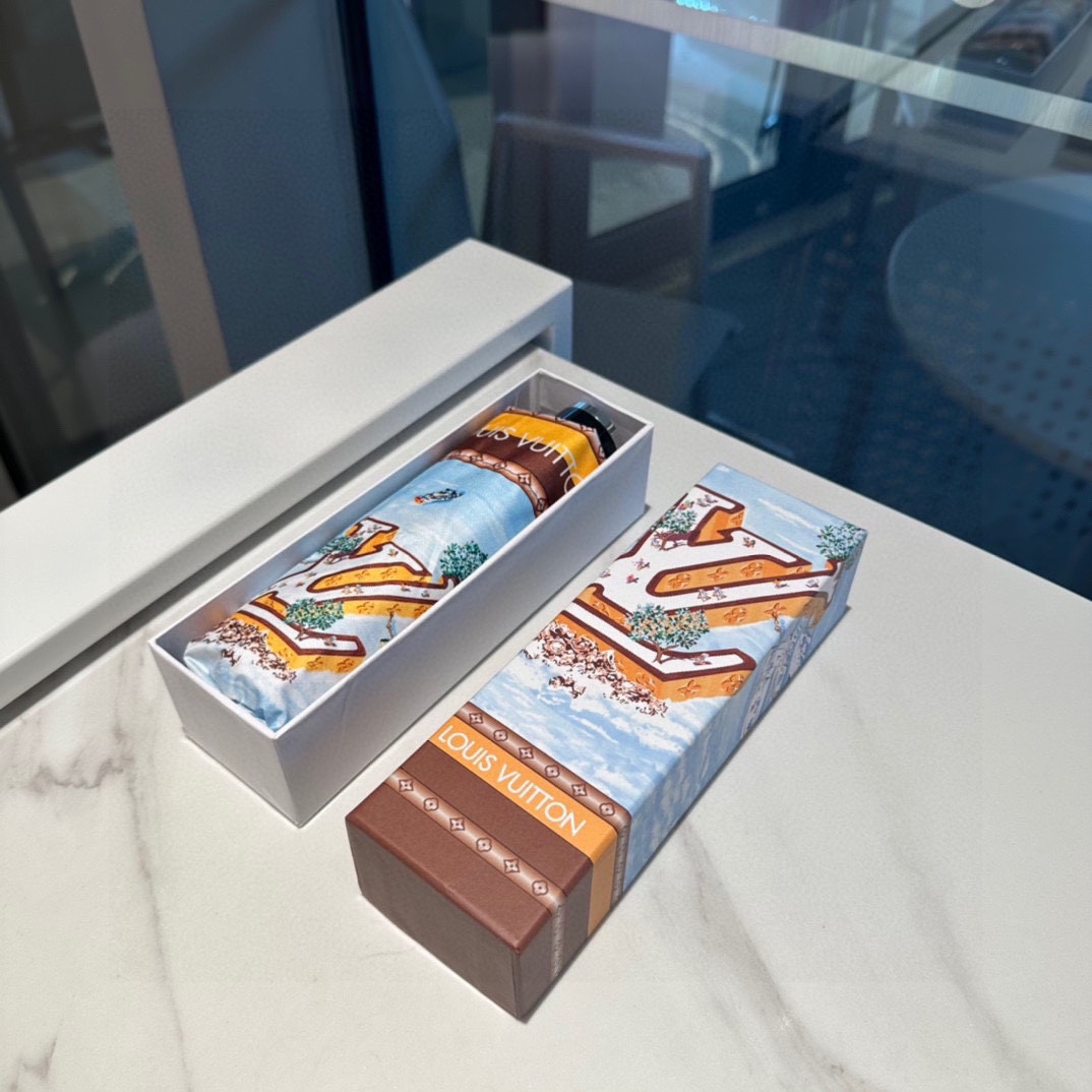 [TOP] Louis Vuitton LV Five-Fold LOGO Umbrella - 2 Colors