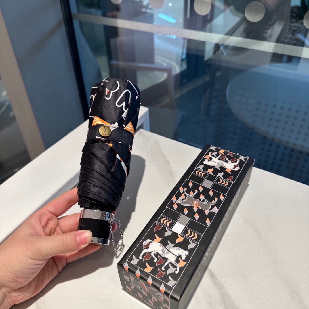 [TOP] HERMES Five-Fold Horses Umbrella - 2 Colors