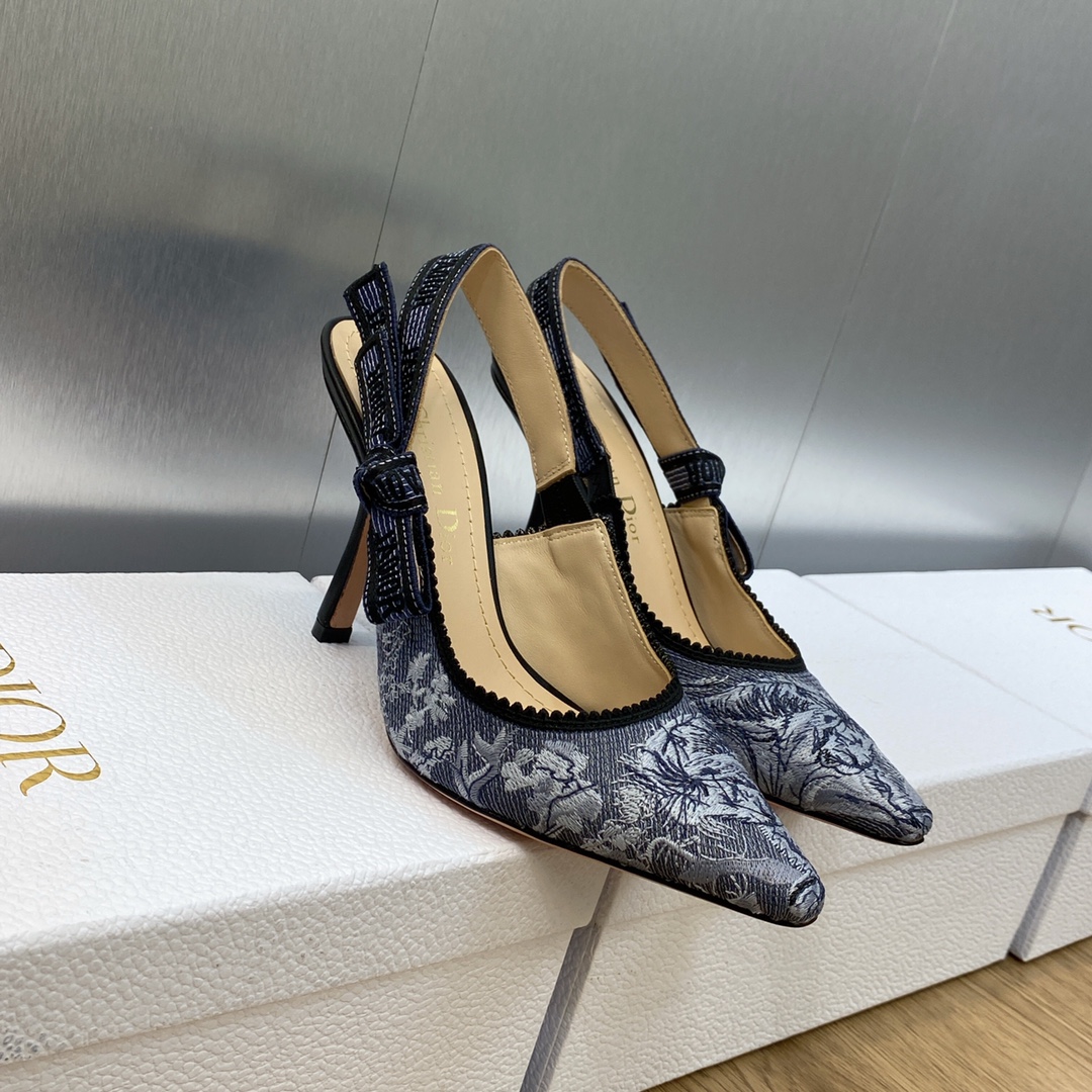 [TOP] Christian Dior Jacquard Embroidered High Heels - 9.5cm