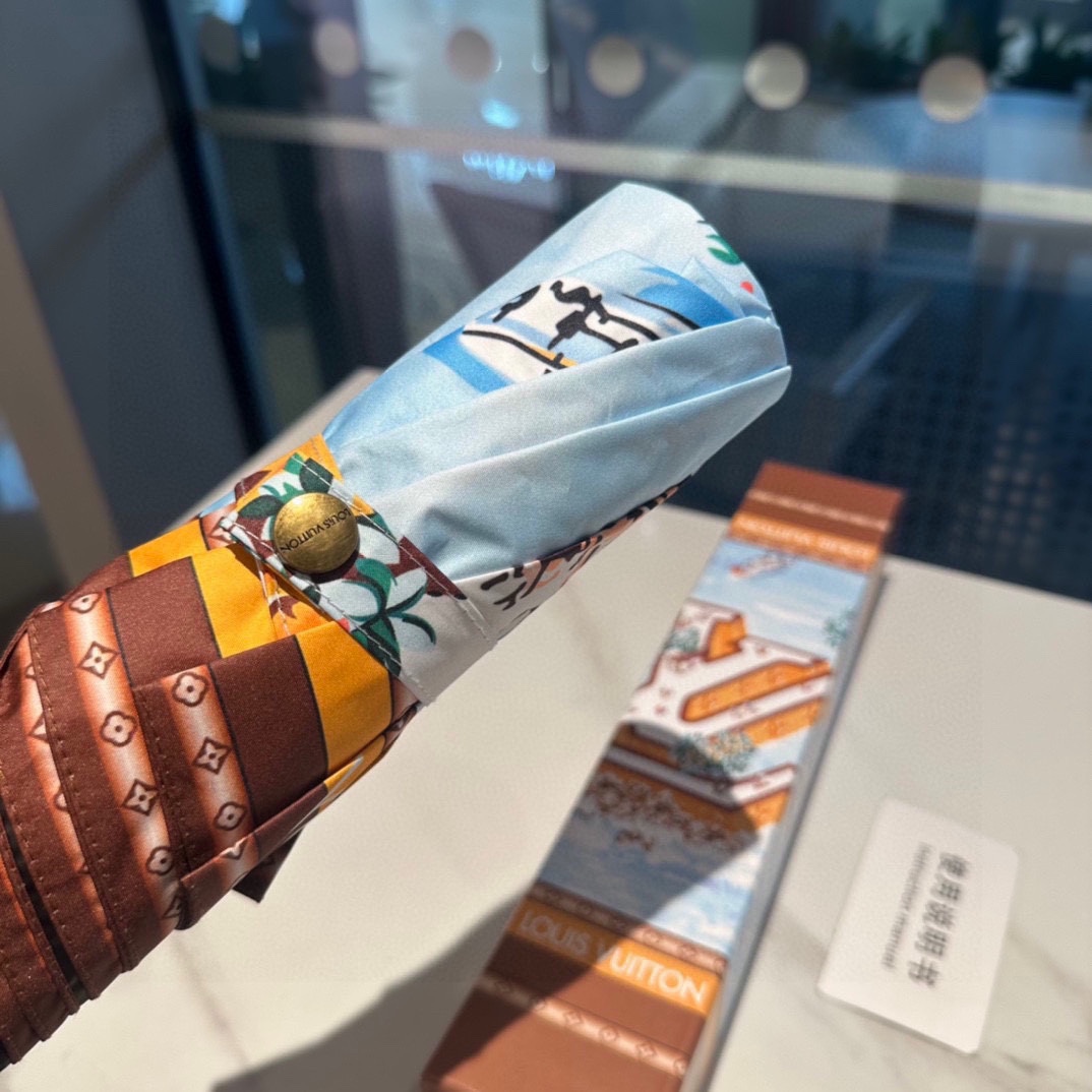 [TOP] Louis Vuitton LV Three-Fold LOGO Umbrella - 2 Colors