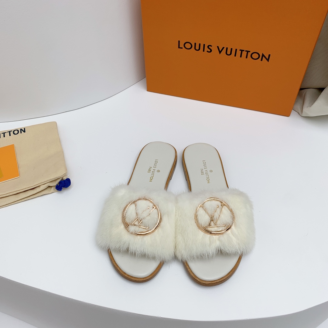 [TOP] Louis Vuitton LV L*V Full Leather Flat Slippers - 13 Color