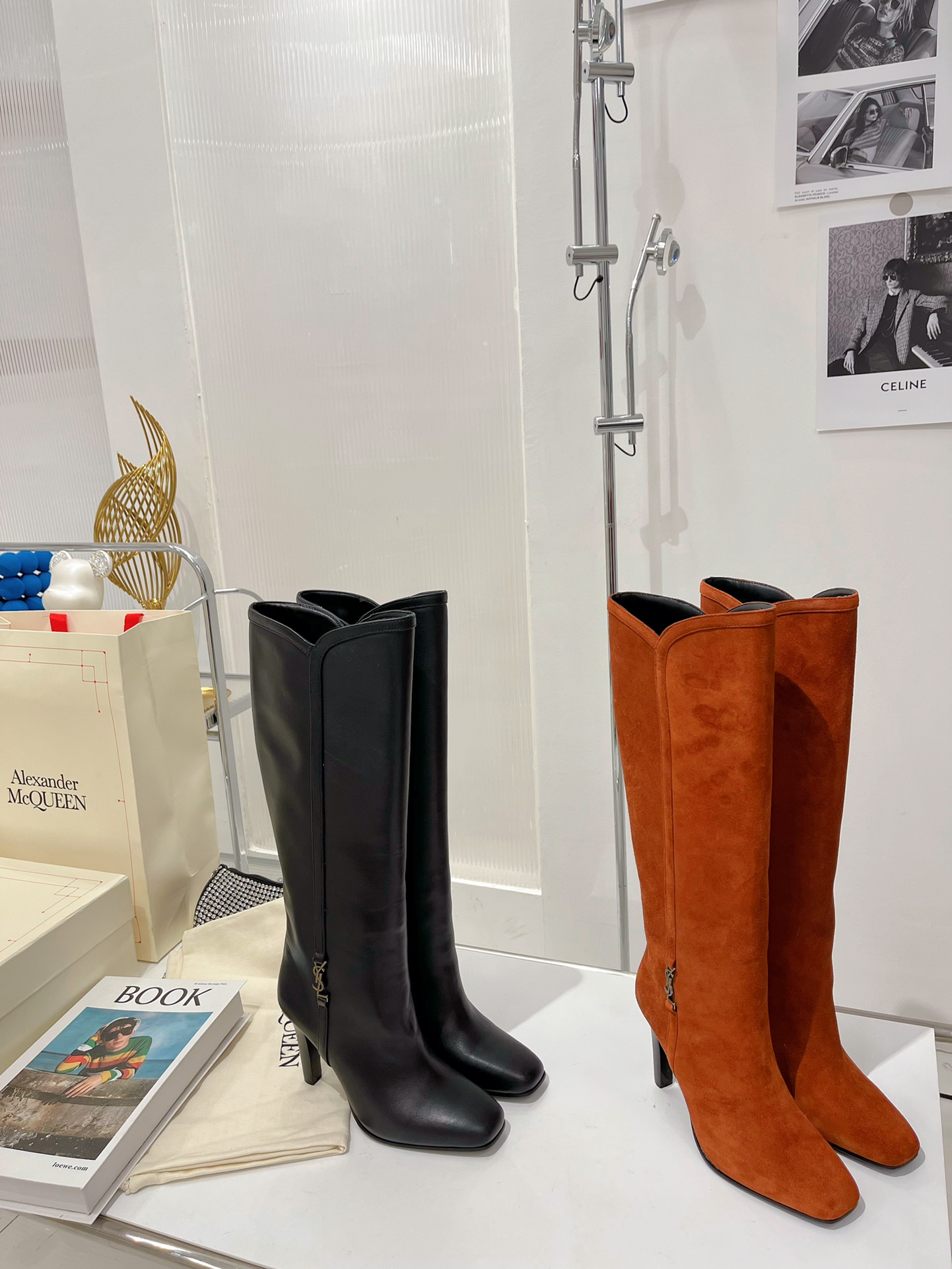 [TOP] Yves Saint Laurent YSL Calfskin Boots -6.5cm - 2 Colors