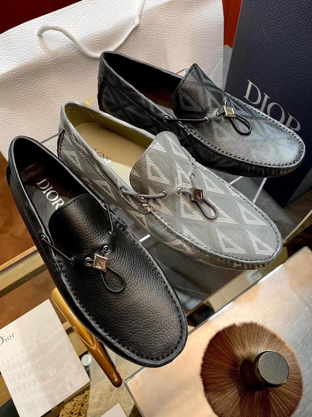 [TOP] Christian Dior Gray - Grained Cowhide Lefu Shoes - 3 Colour