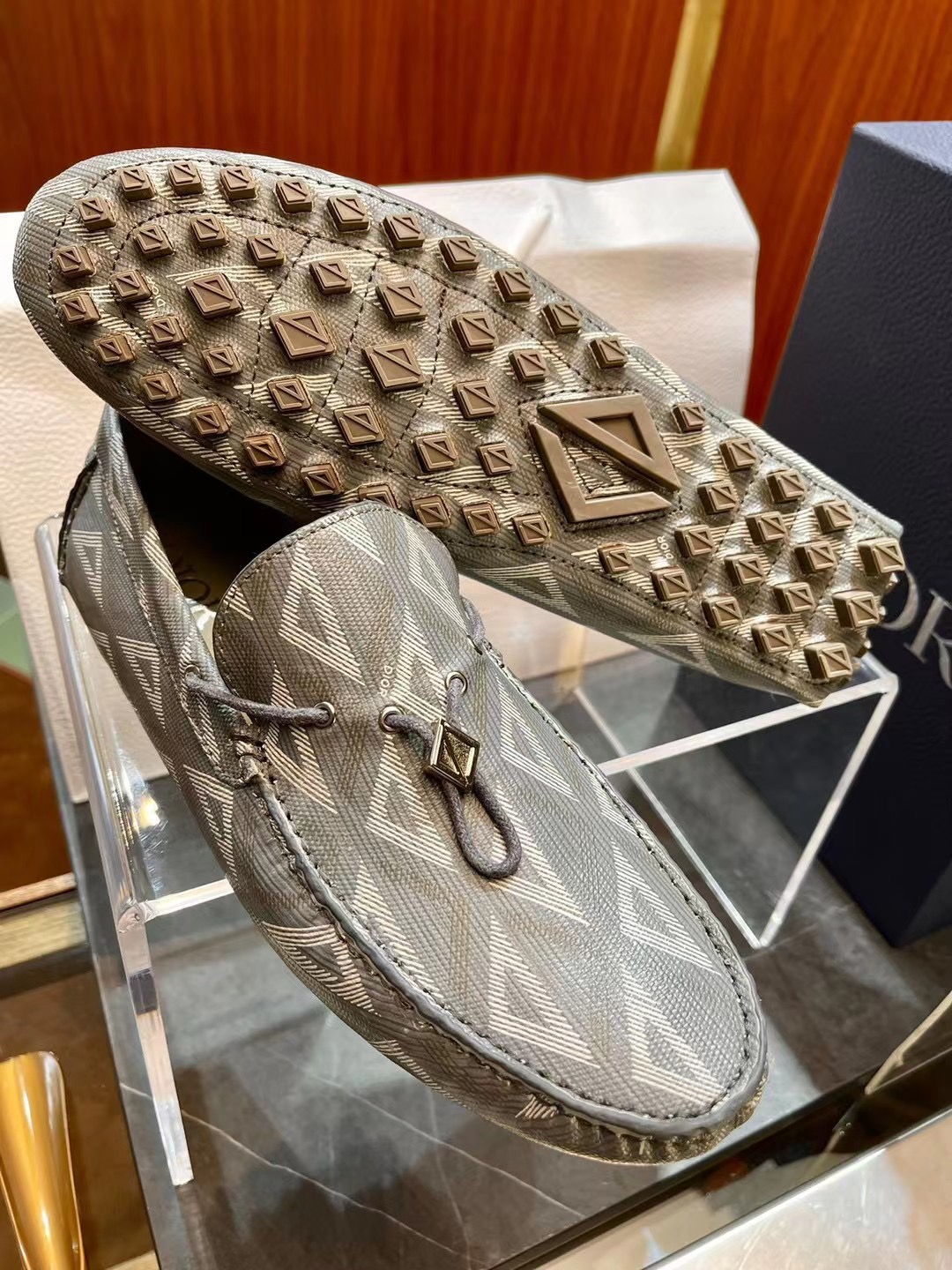 [TOP] Christian Dior Gray - Grained Cowhide Lefu Shoes - 3 Colour