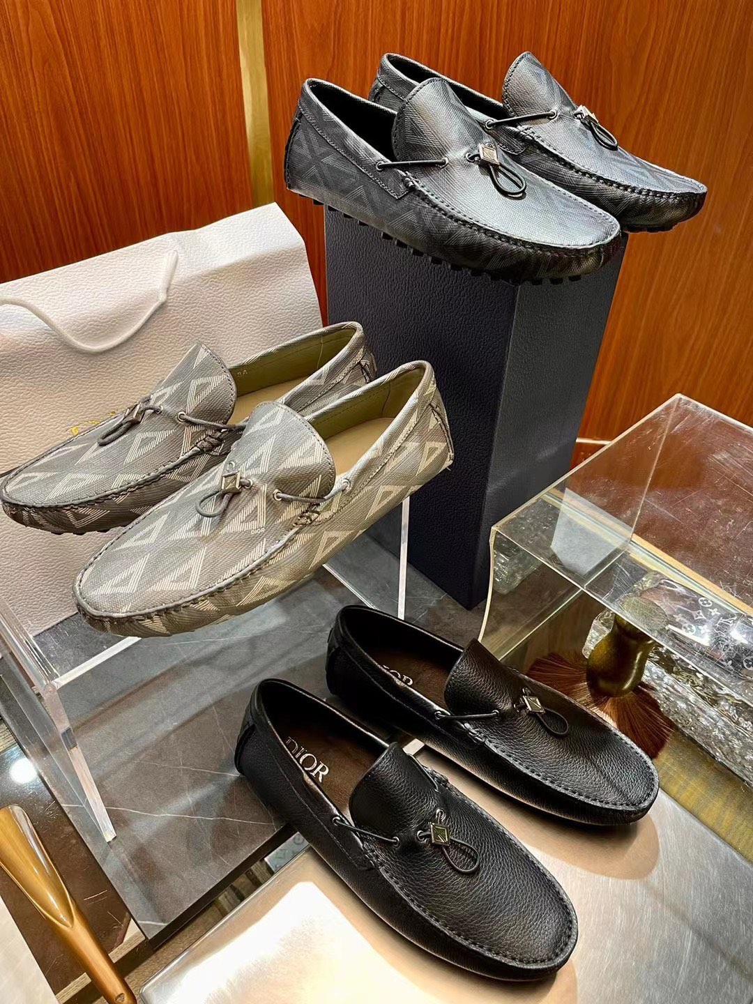 [TOP] Christian Dior Gray - Grained Cowhide Lefu Shoes - 3 Colour