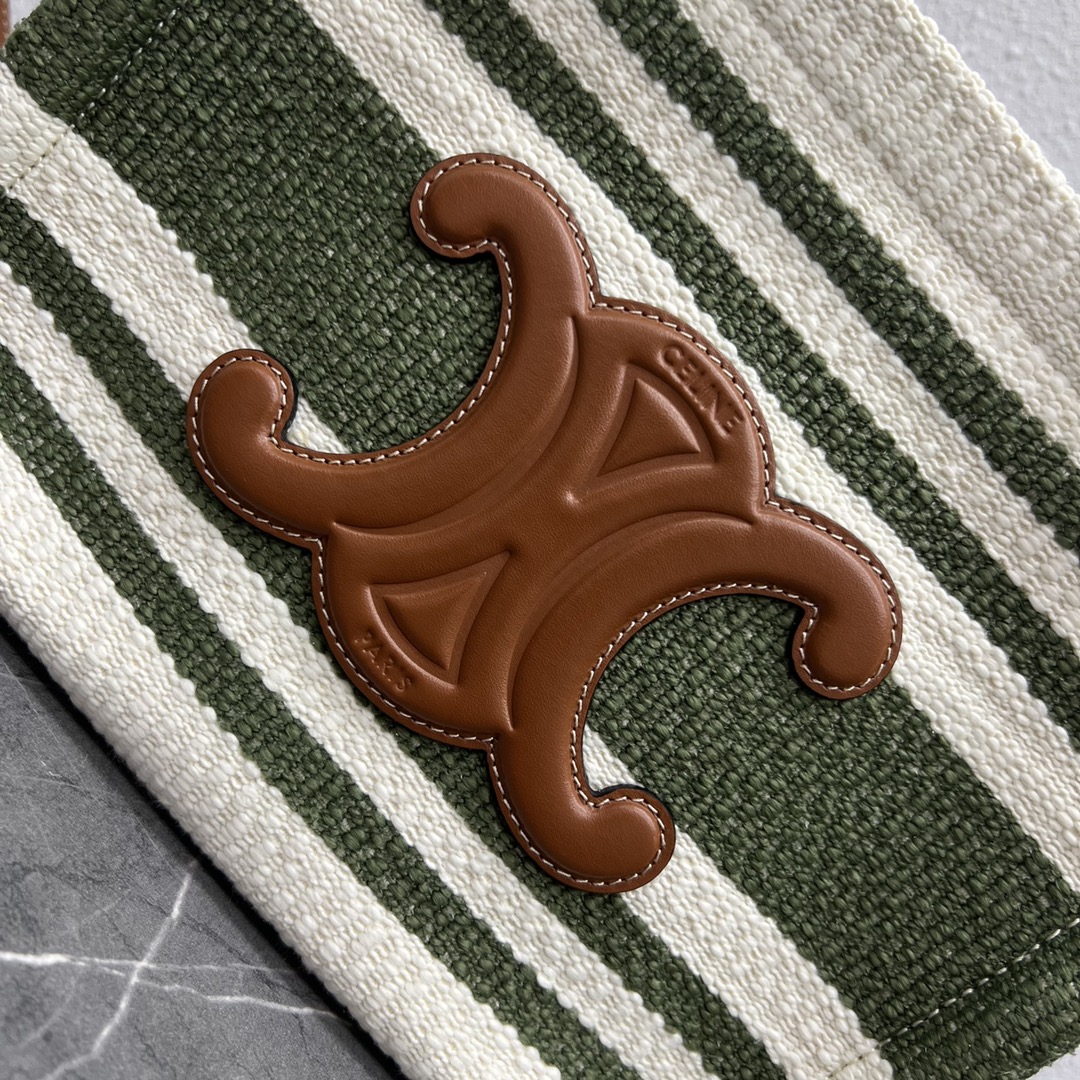 [TOP] CELINE CE New Fabric Tote Cashmere Bag  26×19×13 cm - Weaving Green