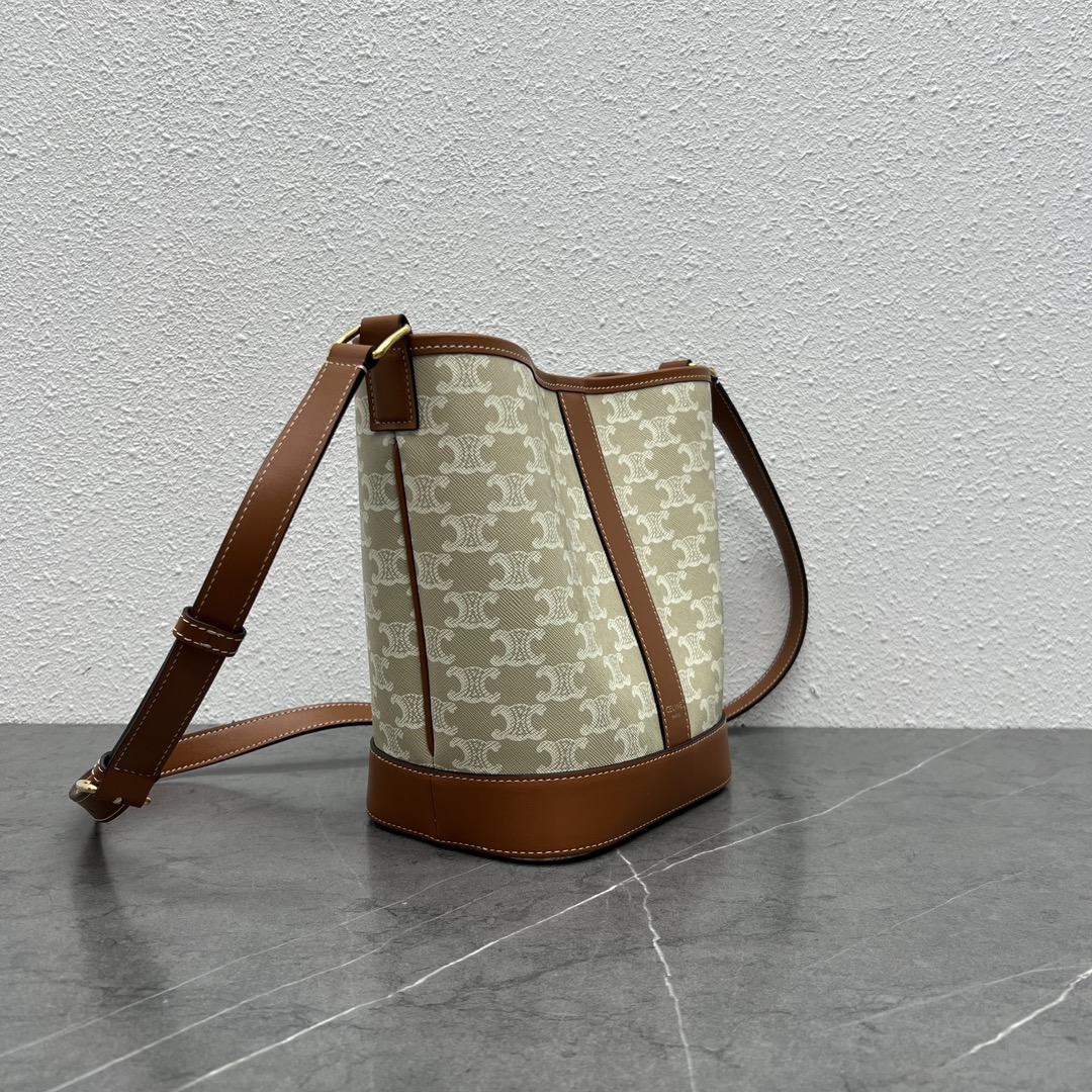 [TOP] CELINE Triomphe FOLCO Bag 22x12x22cm - Khaki Brown