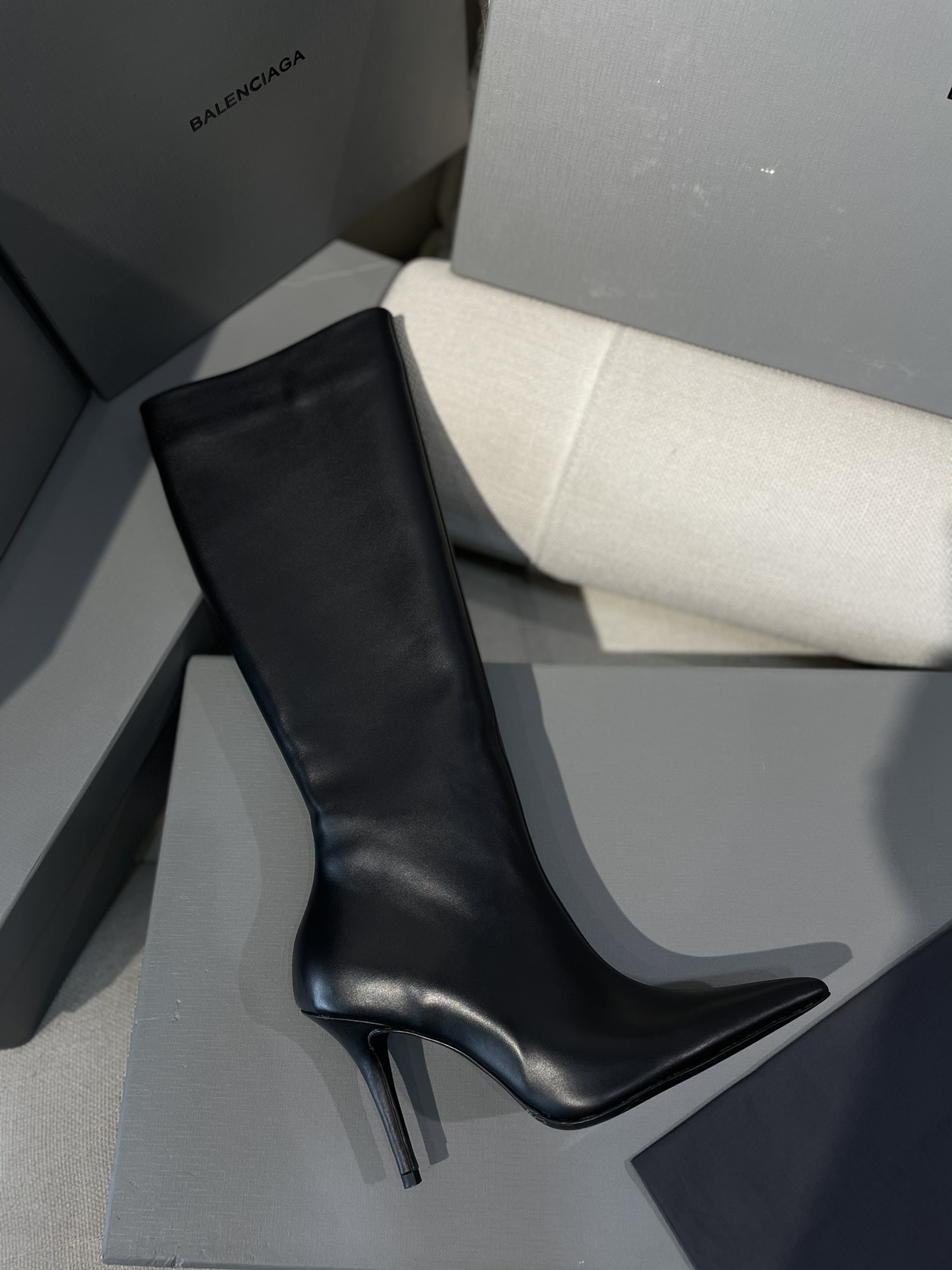 [TOP] BALENCIAGA New Pointed - Toe High - Heeled Cowhide Boots - 9cm - 2 Colour