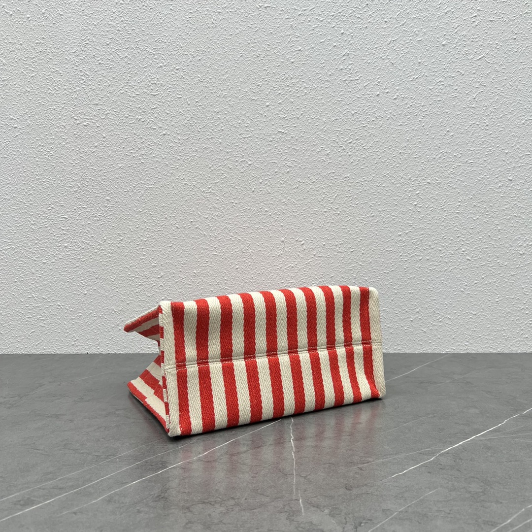 [TOP] CELINE Red and White Stripes base Arc de Triomphe Logo Bag 28x19x13 CM - Weaving Red