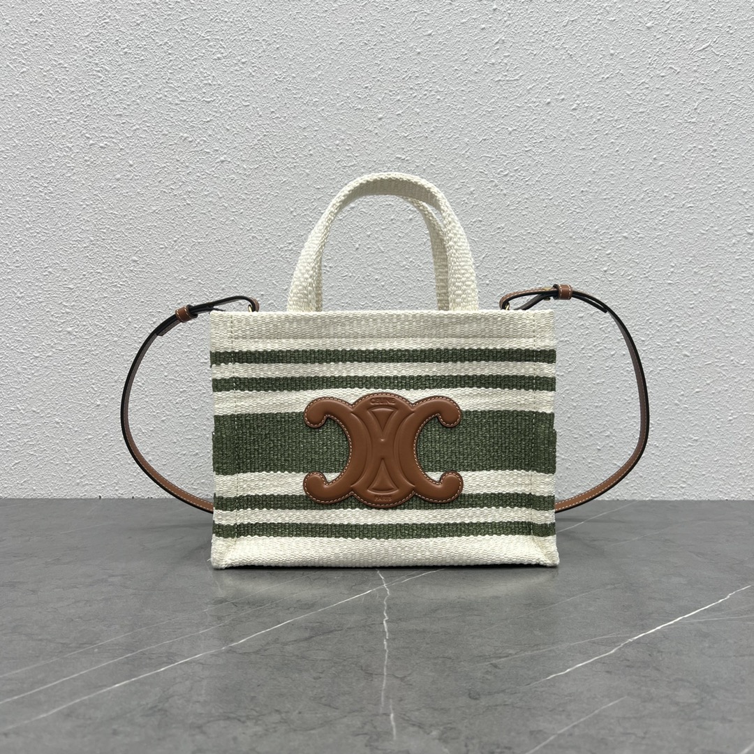 [TOP] CELINE CE New Fabric Tote Cashmere Bag  26×19×13 cm - Weaving Green