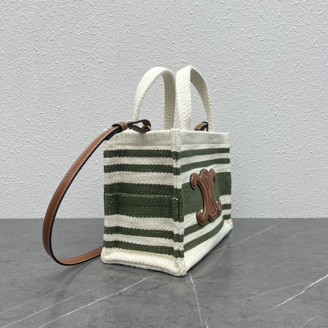 [TOP] CELINE CE New Fabric Tote Cashmere Bag  26×19×13 cm - Weaving Green