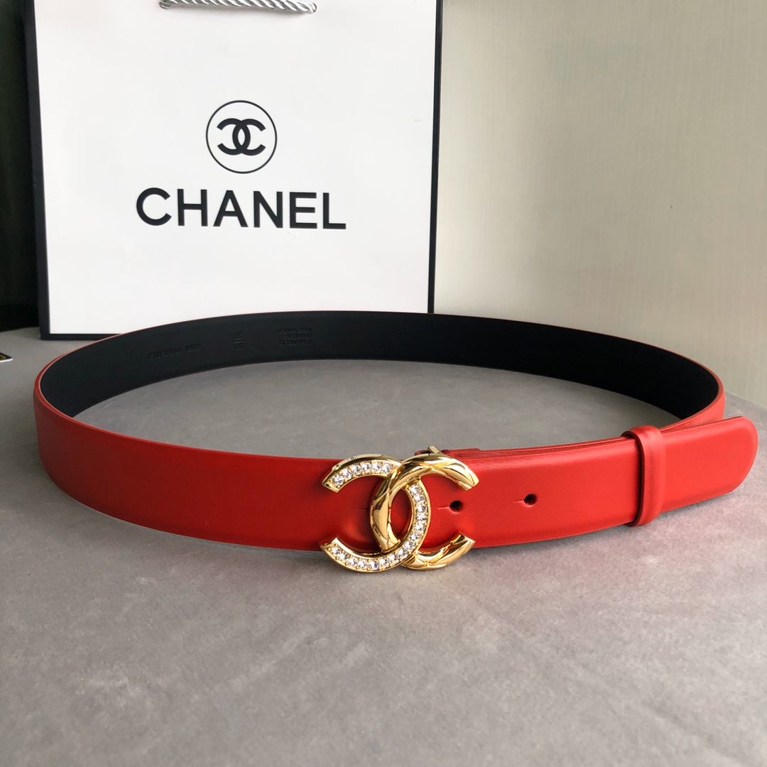 [TOP] CHANEL Double C Diamond Buckle With Cowhide Belt 3cm - 6 Colour