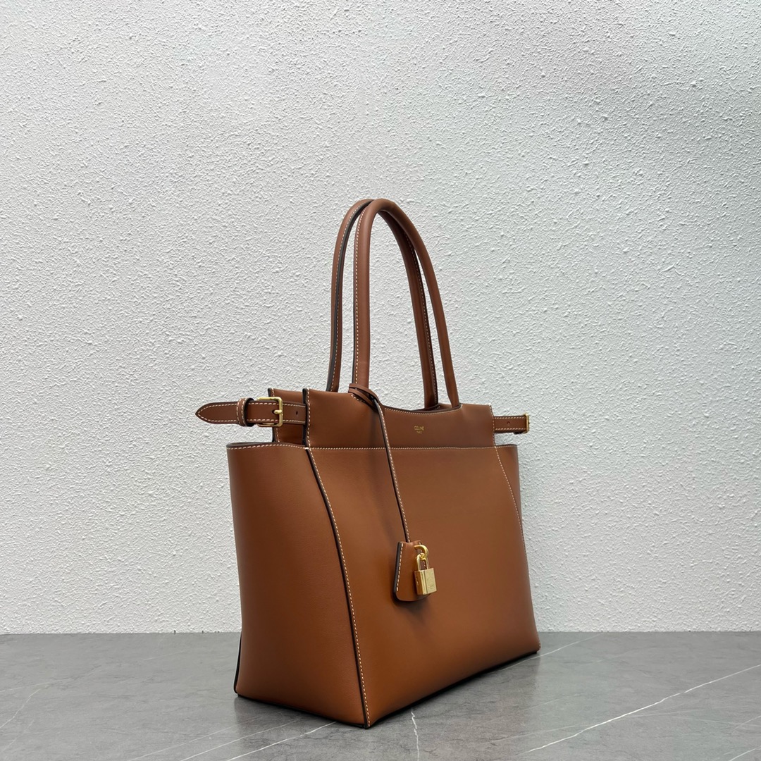 [TOP] CELINE CE's New Large-Capacity Cabas Handbag 31×15×29cm - Brown&Black