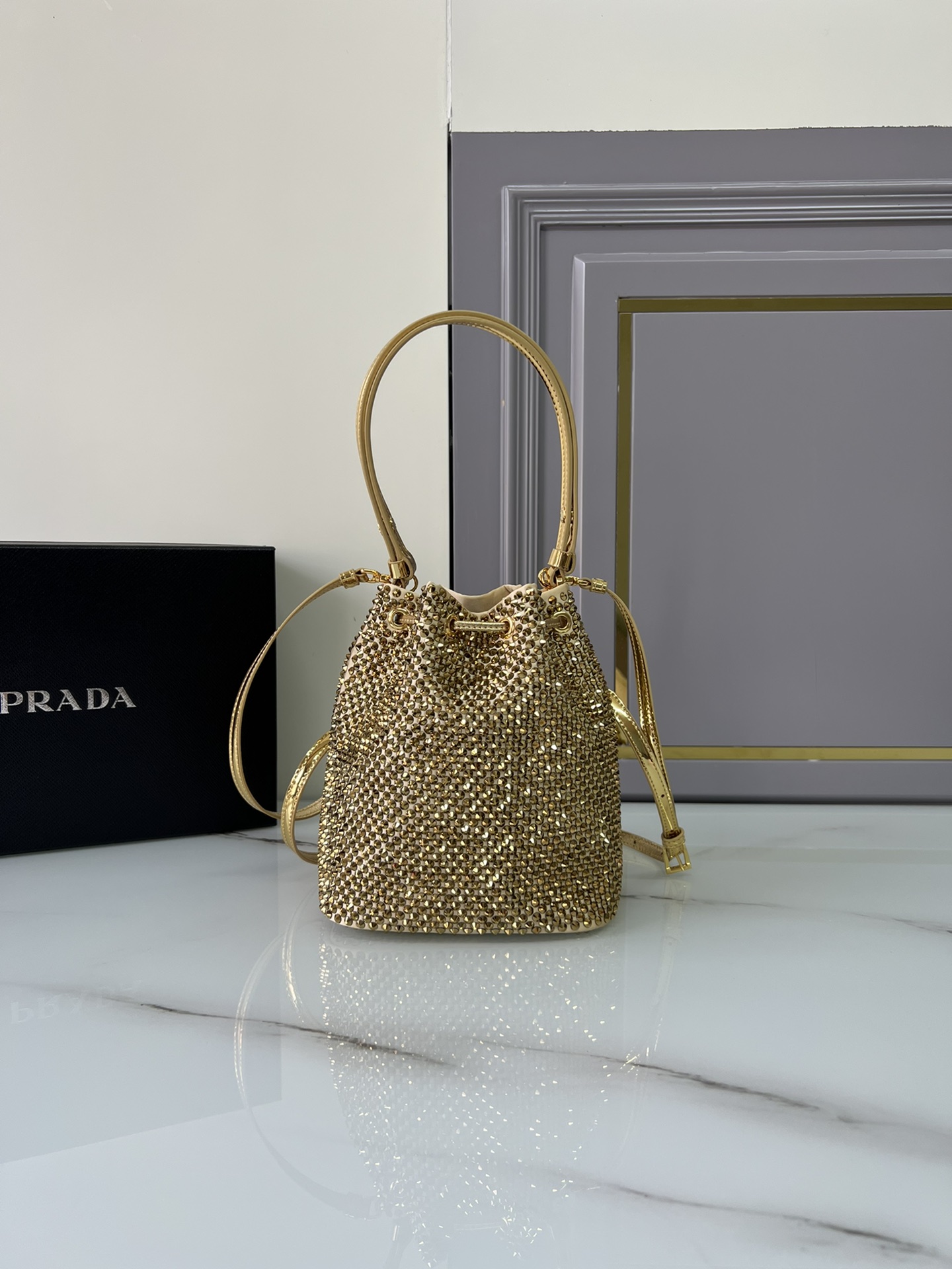 [TOP] PRADA Crystal bucket Bags 16x21x10 cm - Two Colors