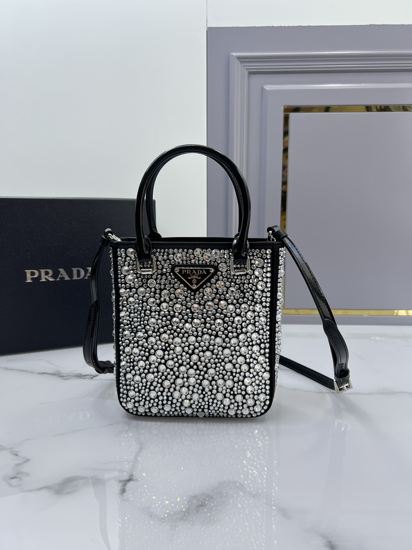 [Top] PRADA Mini Diamond Tote bagBags 17.5*15*5cm - Four Colors