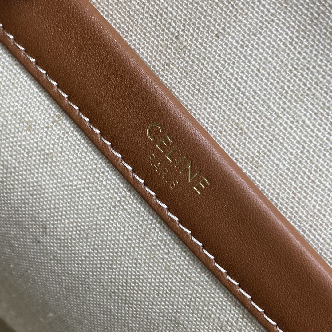 [TOP] CELINE CE New Fabric Tote Bag 26×19×13 cm - Yellowish Brown